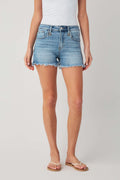 Risen High Rise Denim Shorts