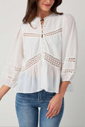 Elan Crochet Detail Button Up Top
