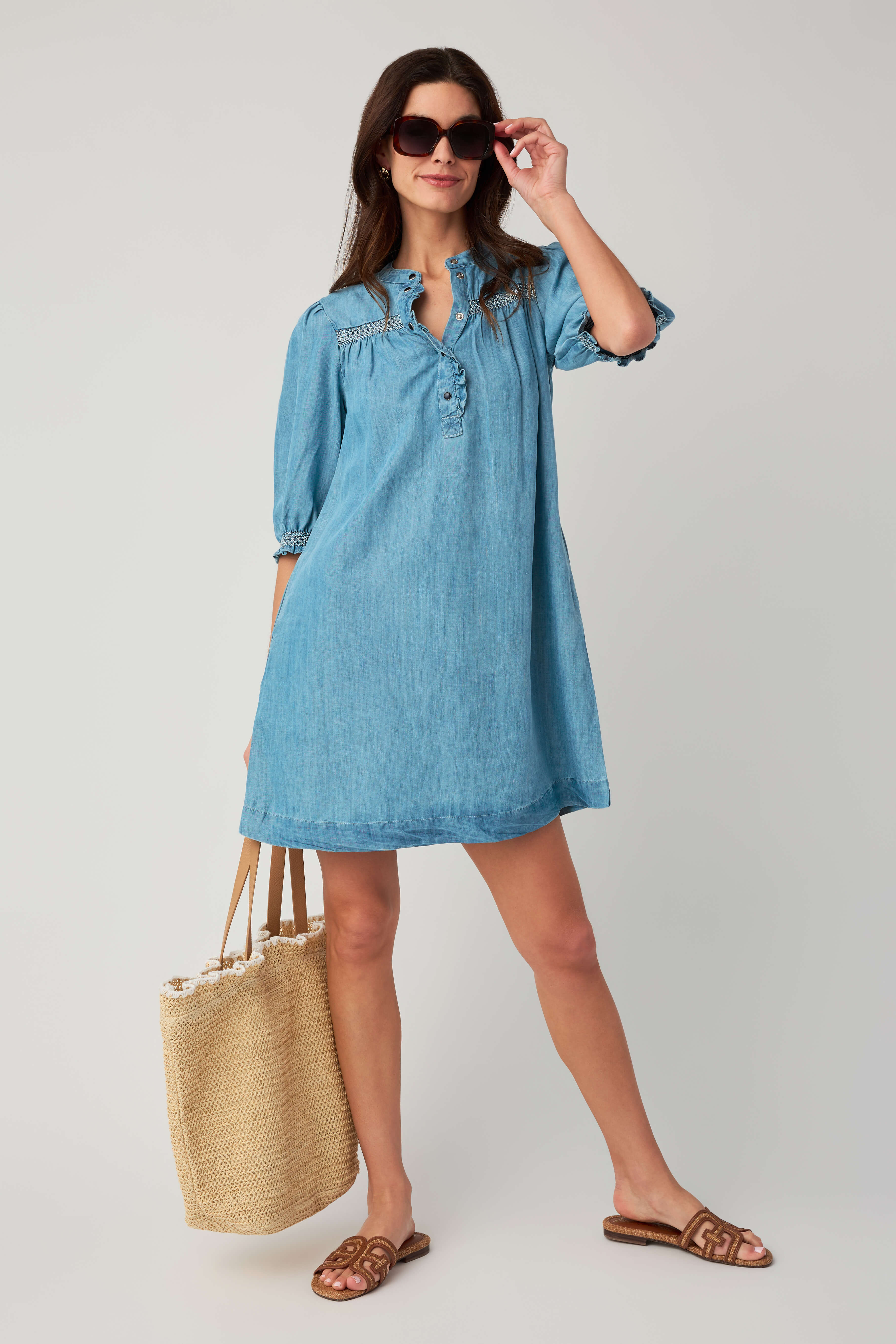 Elan Denim 3/4 Sleeve Dress