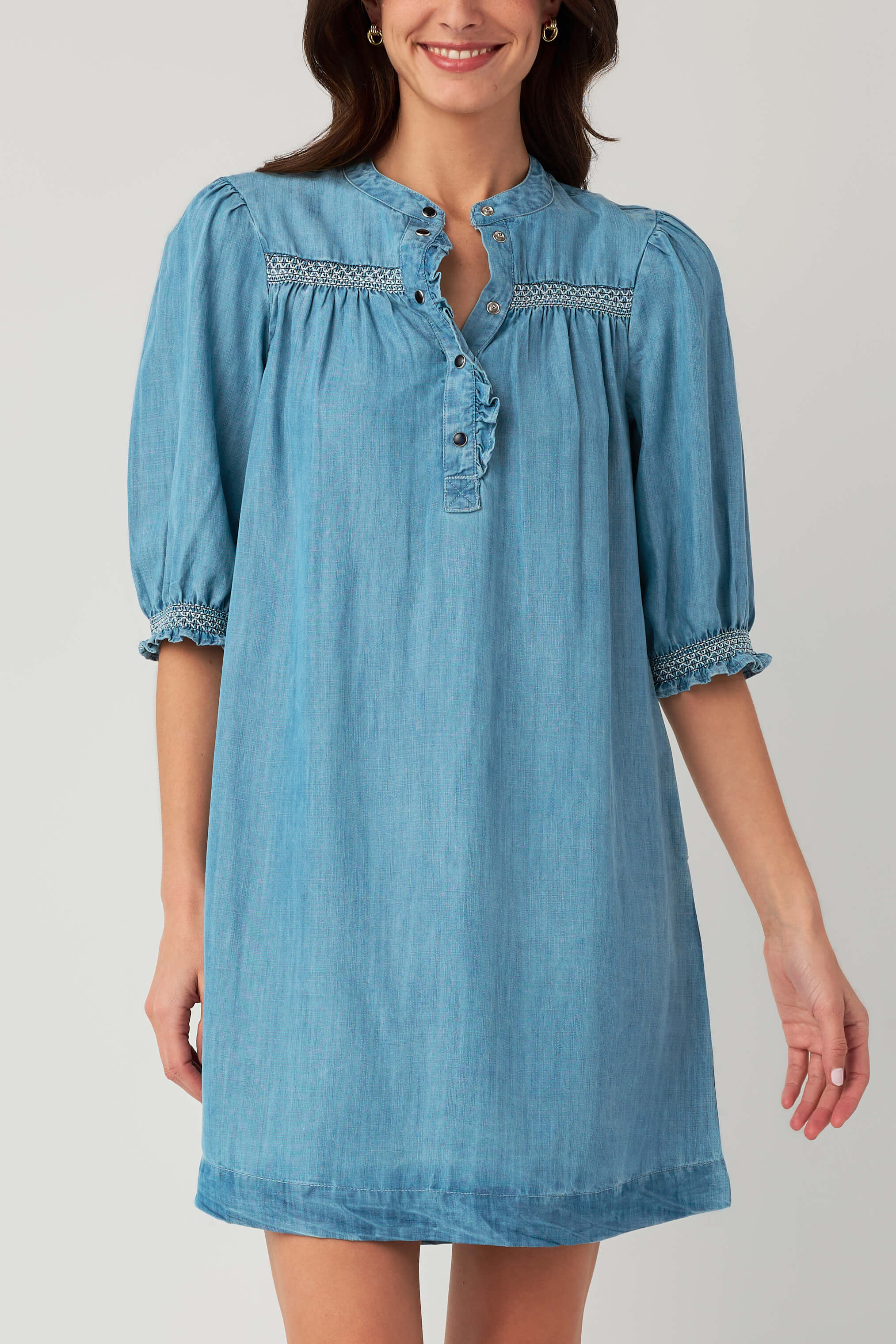 Elan Denim 3/4 Sleeve Dress Denim Wash / Medium Elan Denim 3/4 Sleeve Dress Denim Wash / Medium