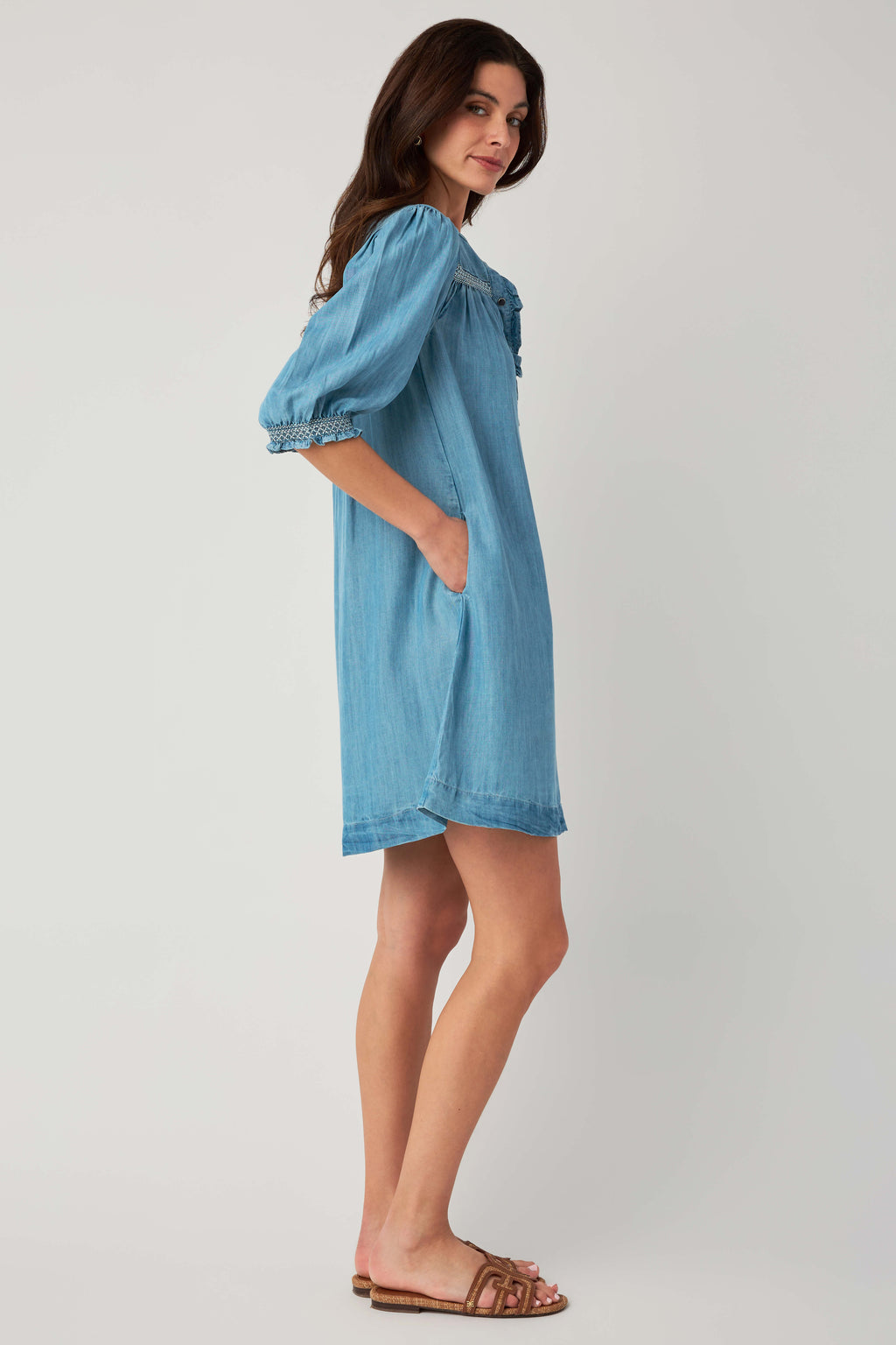 Elan Denim 3/4 Sleeve Dress