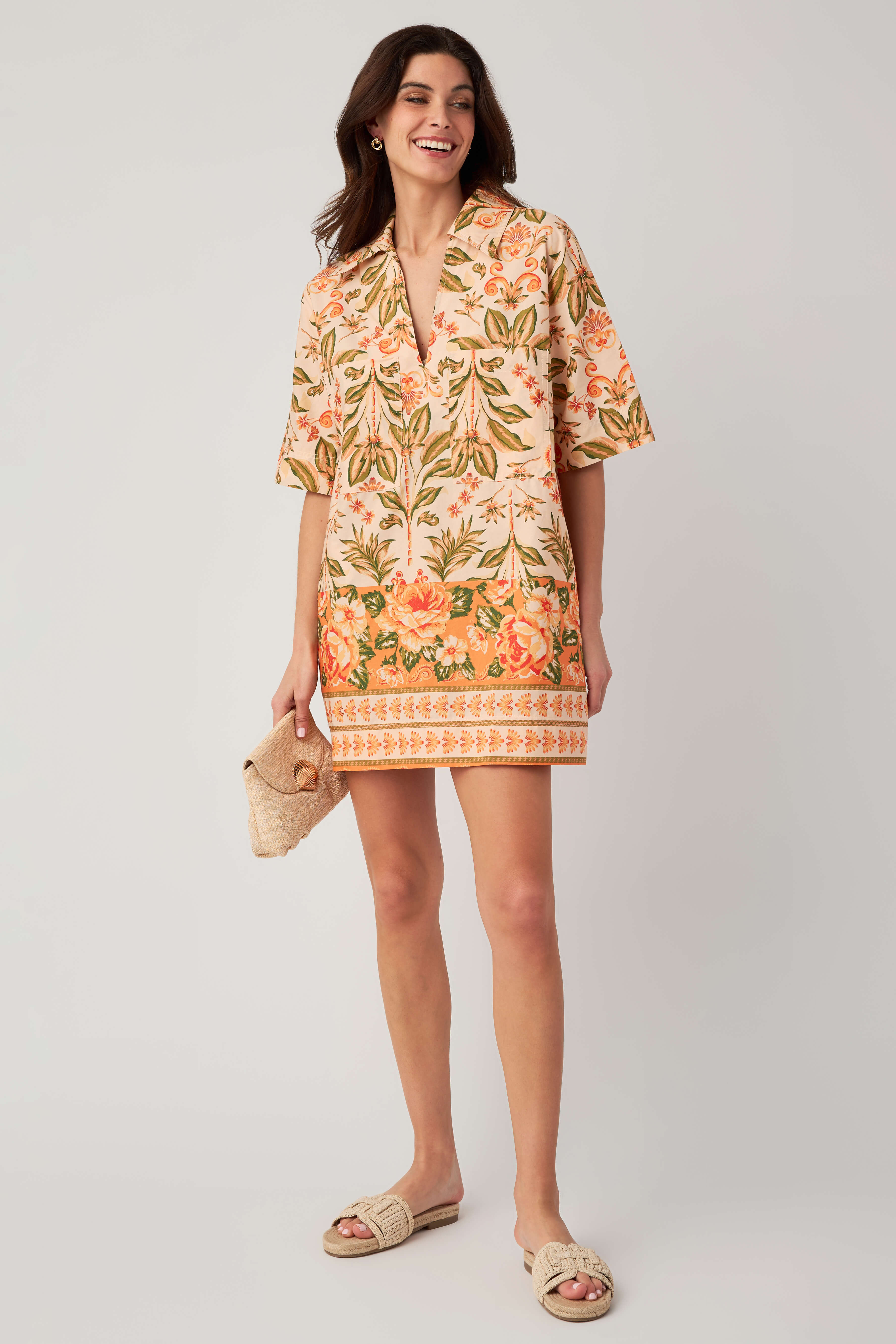 Olivaceous Sienna Garden Shirt Mini Dress