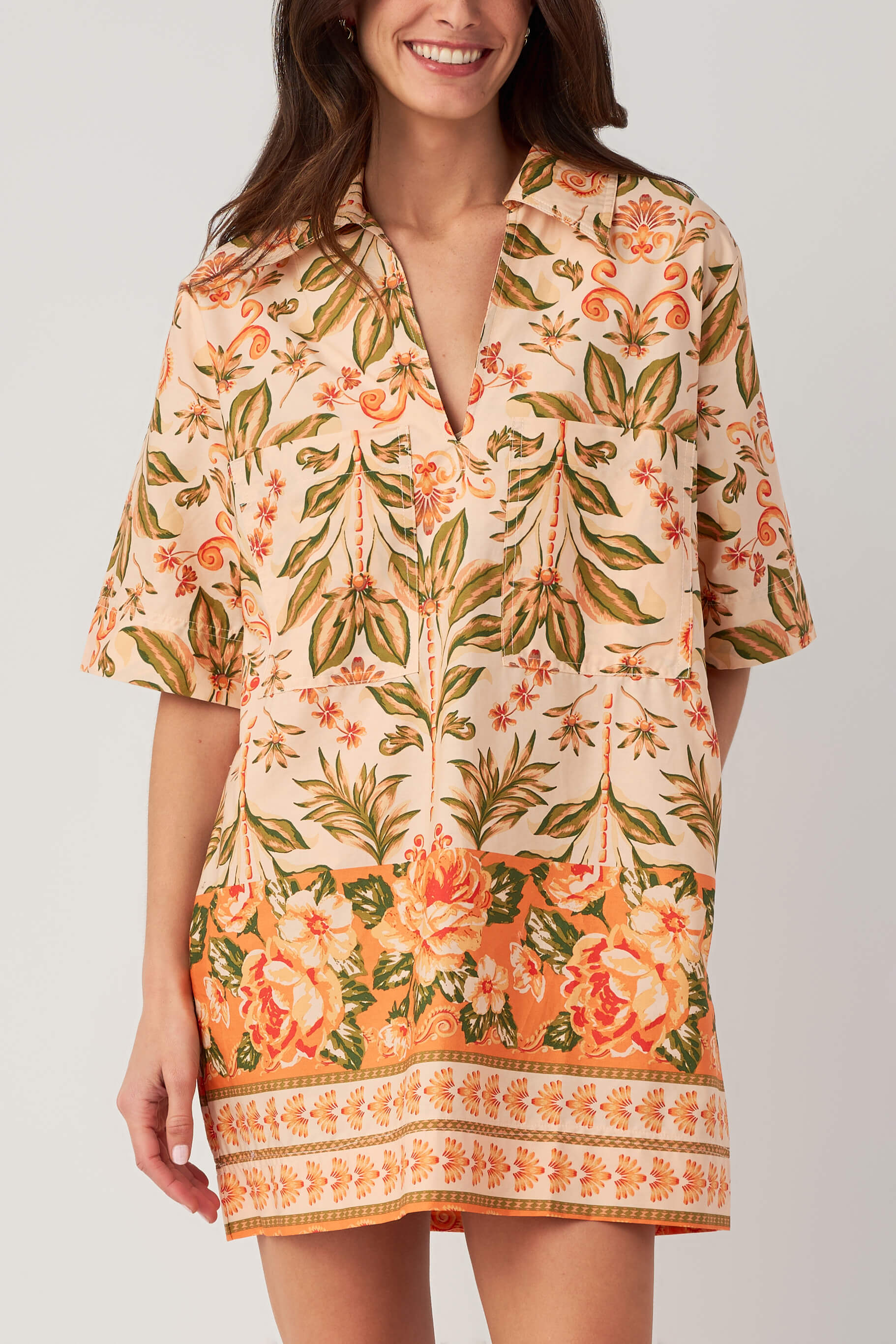 Olivaceous Sienna Garden Shirt Mini Dress