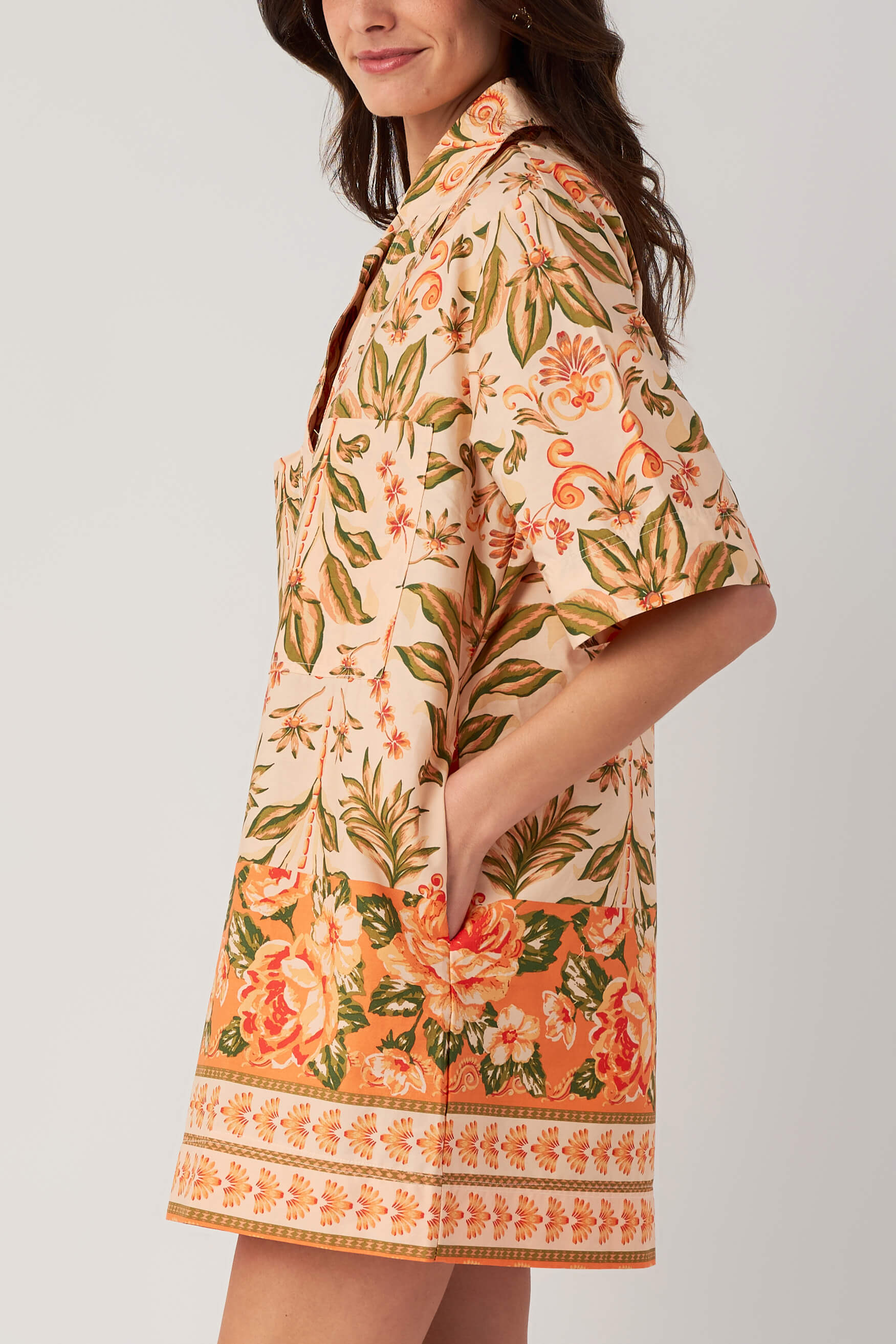 Olivaceous Sienna Garden Shirt Mini Dress