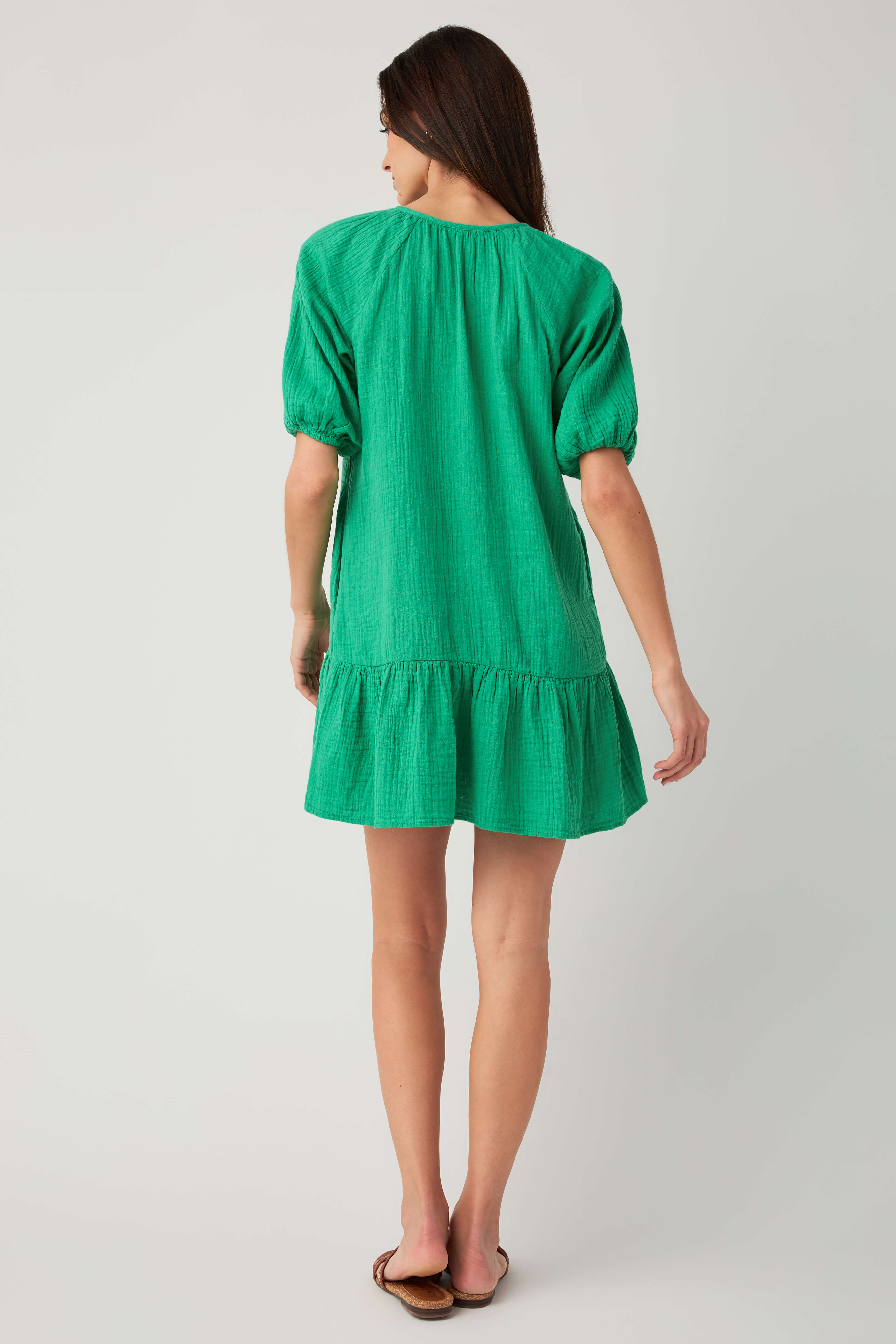Elan Gauze Splitneck Dress