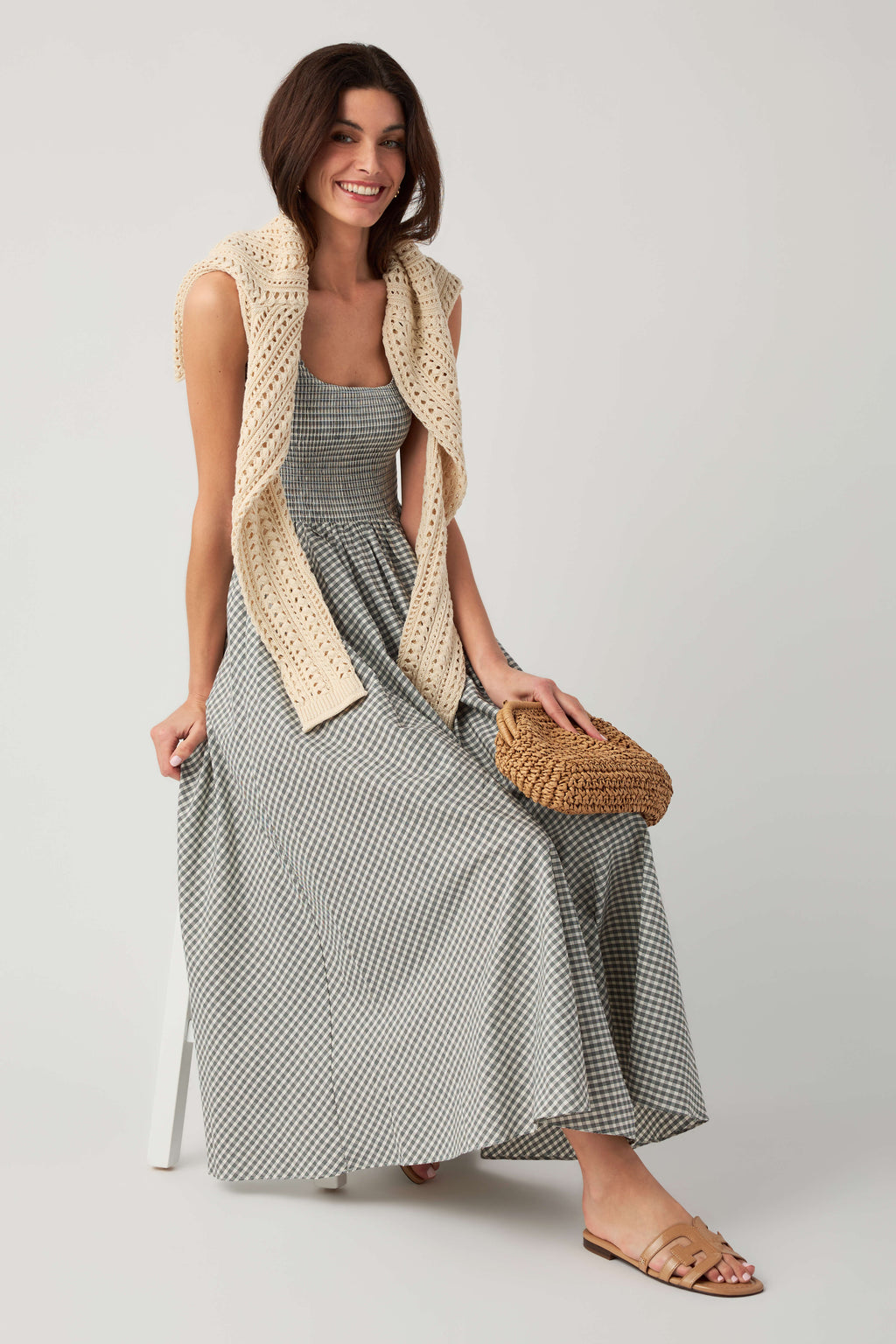 Olivaceous Ella Gingham Maxi Dress