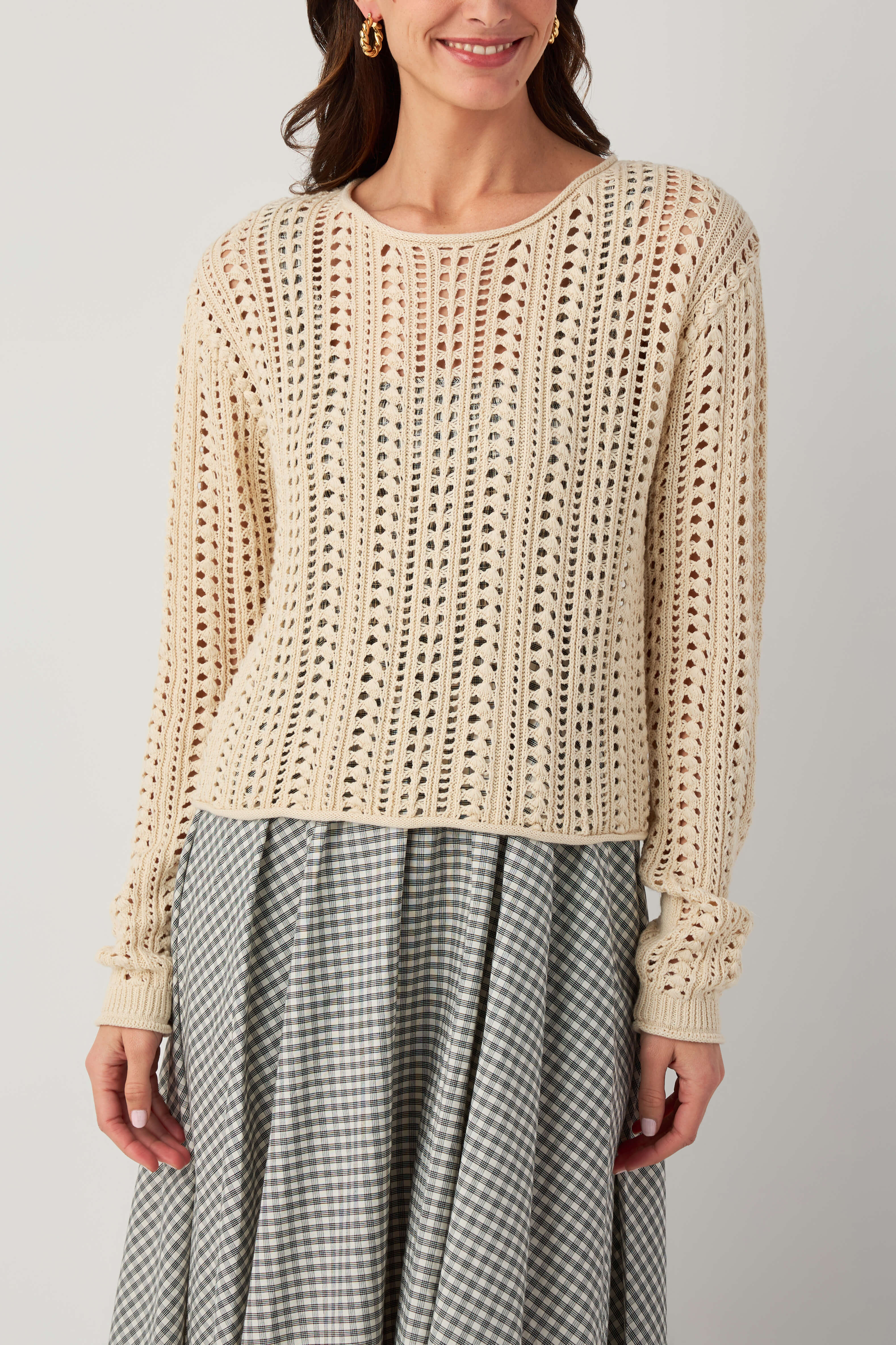 トップス code motif gather pullover Z Supply Upland Crochet Sweater – Social Threads