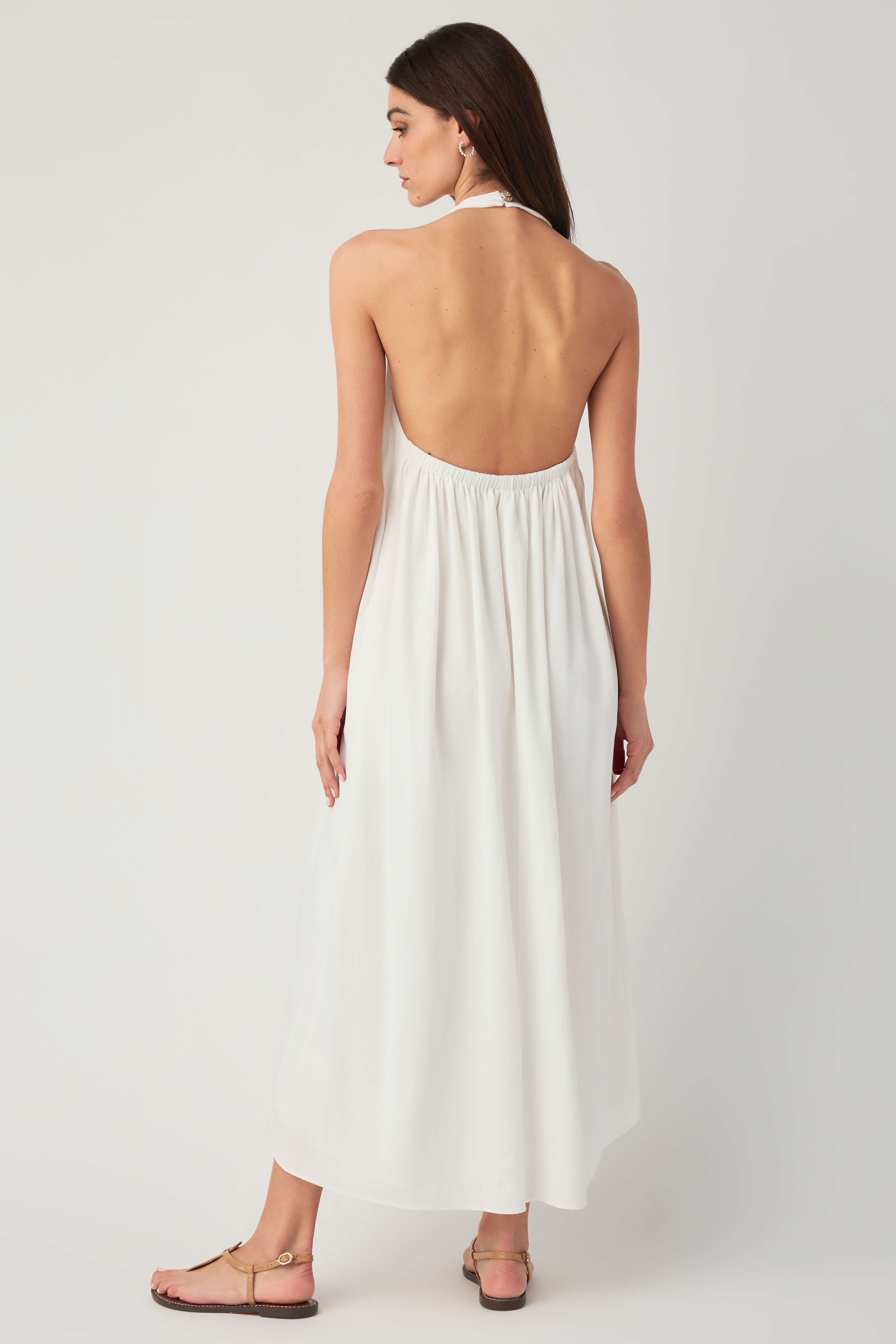 In February Pleated Halter Midi Dress