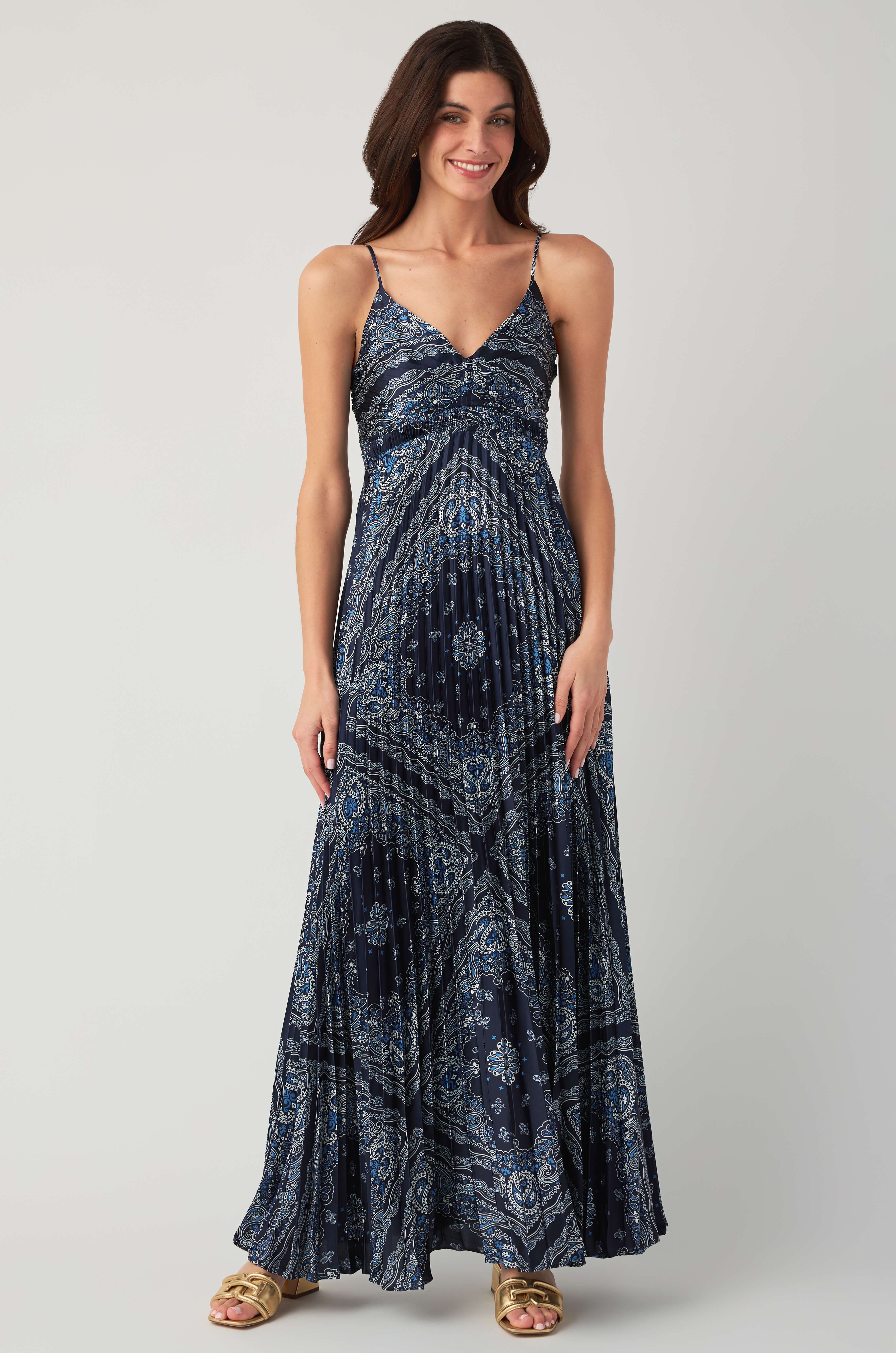 Skies Are Blue Bandana Print Sleeveless Dress - Navy / Extra Small Skies Are Blue Bandana Print Sleeveless Dress - Navy / Extra Small