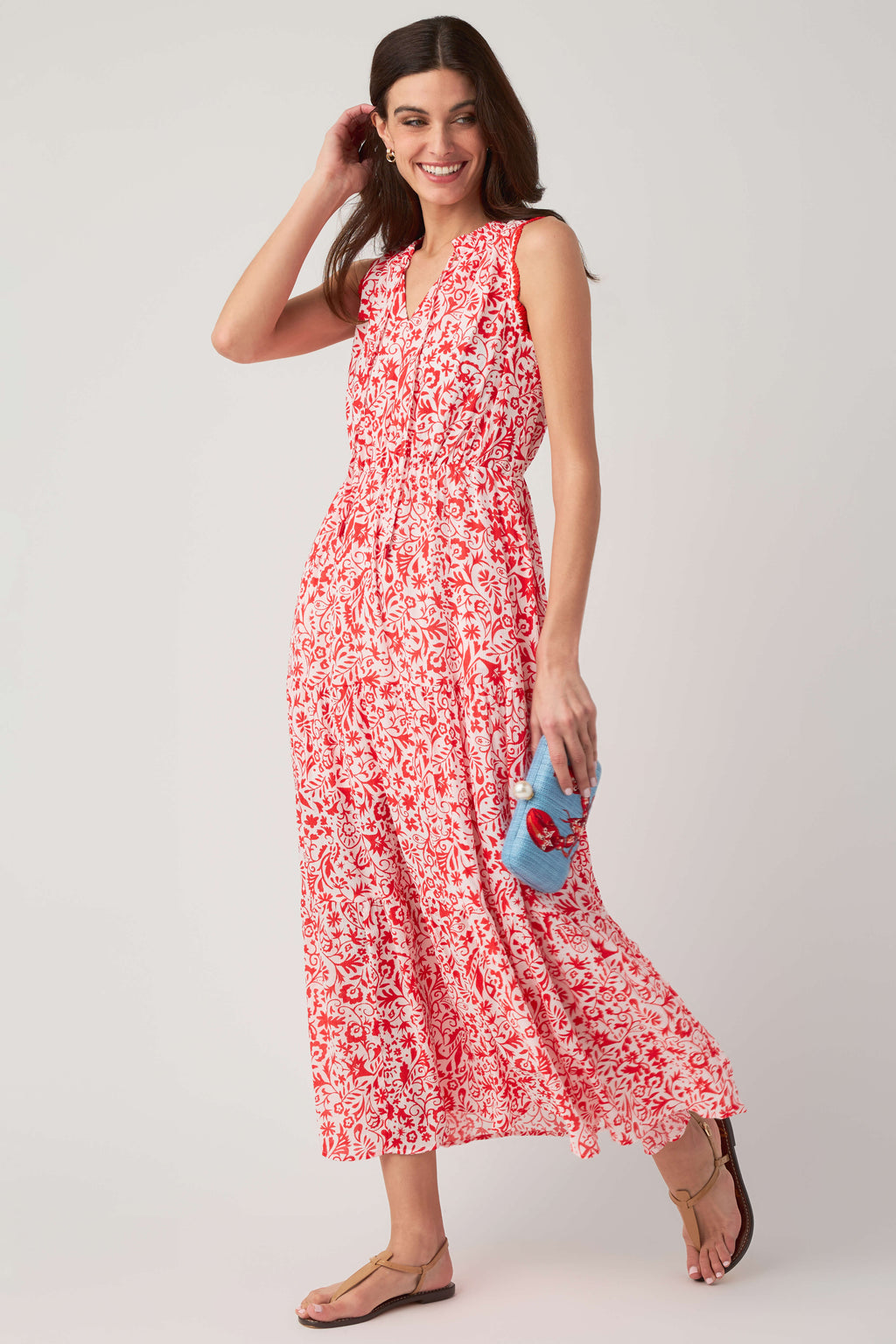 Skies Are Blue Printed Tiered Maxi Dress