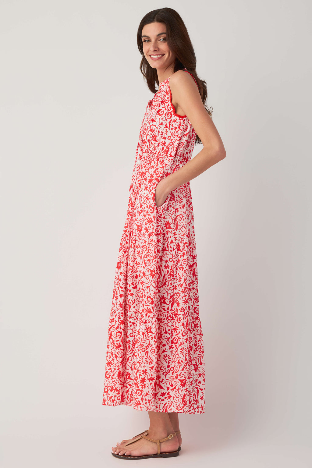 Skies Are Blue Printed Tiered Maxi Dress