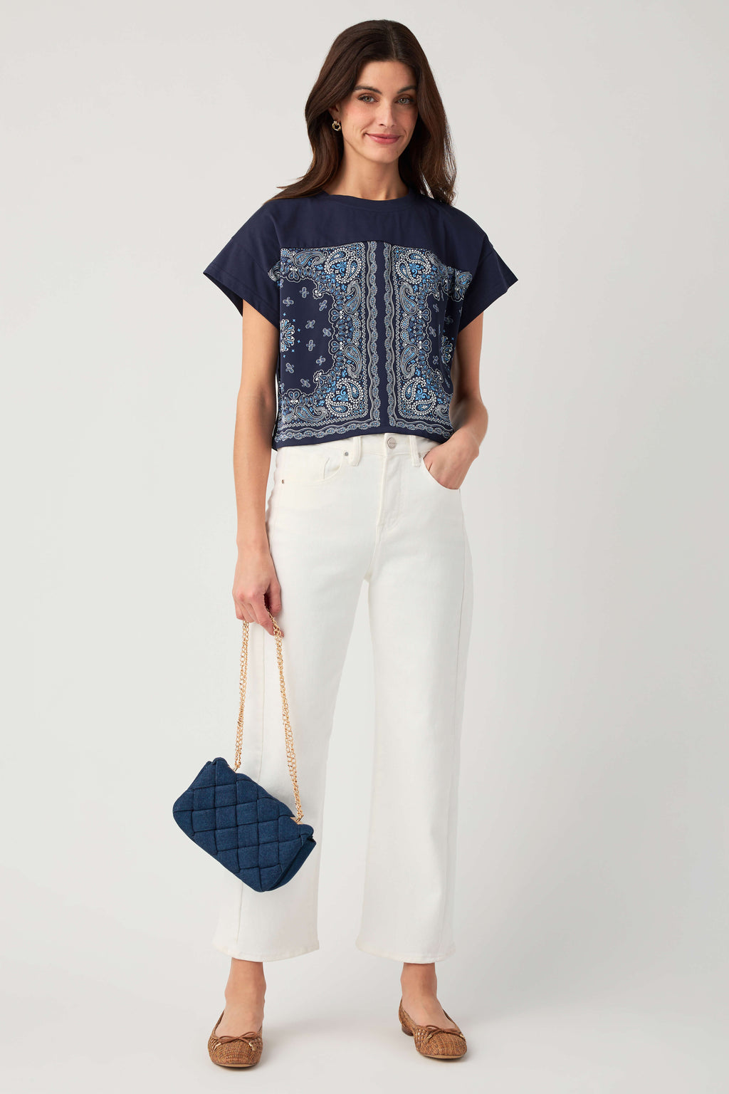 Skies Are Blue Bandana Print Top