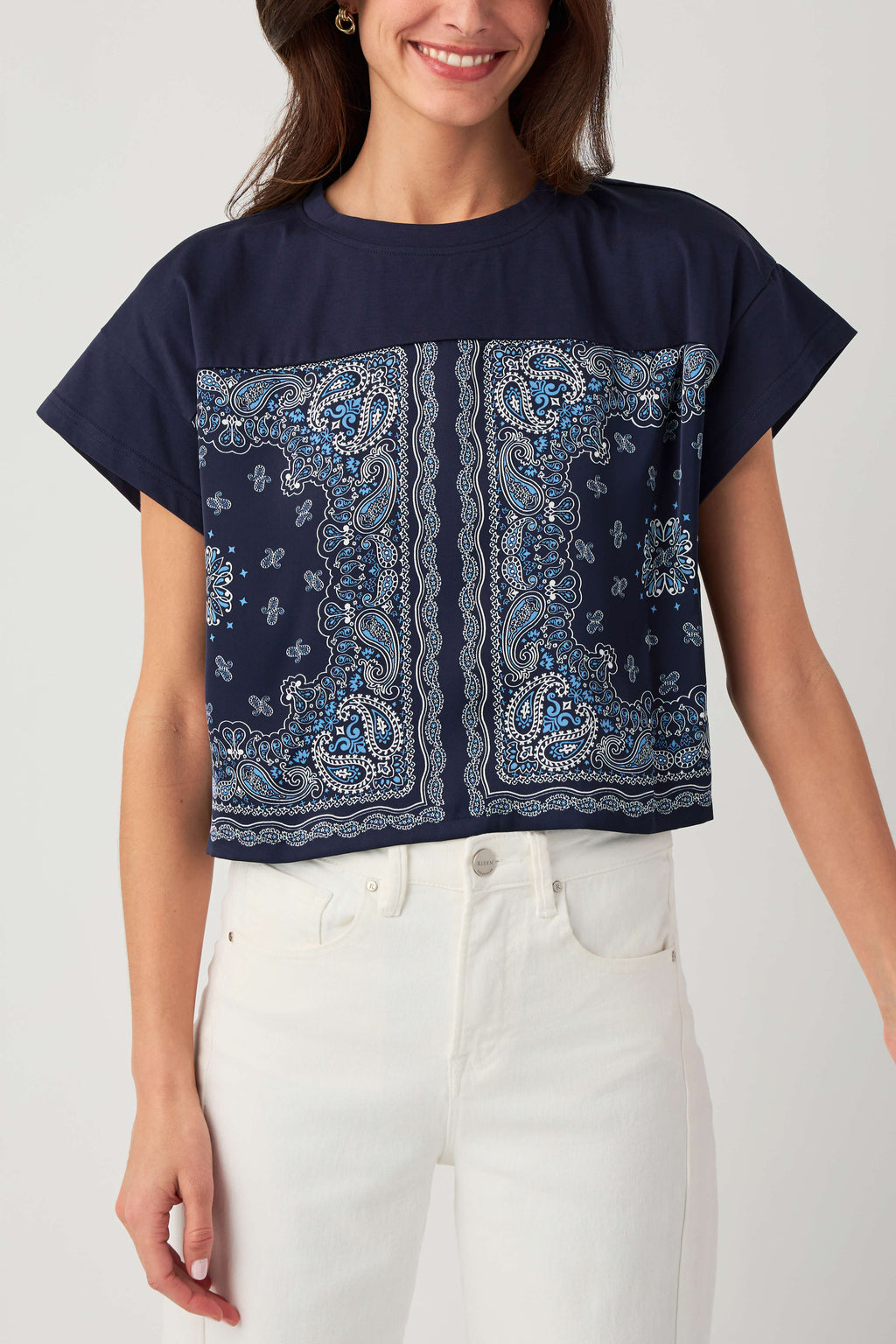 Skies Are Blue Bandana Print Top