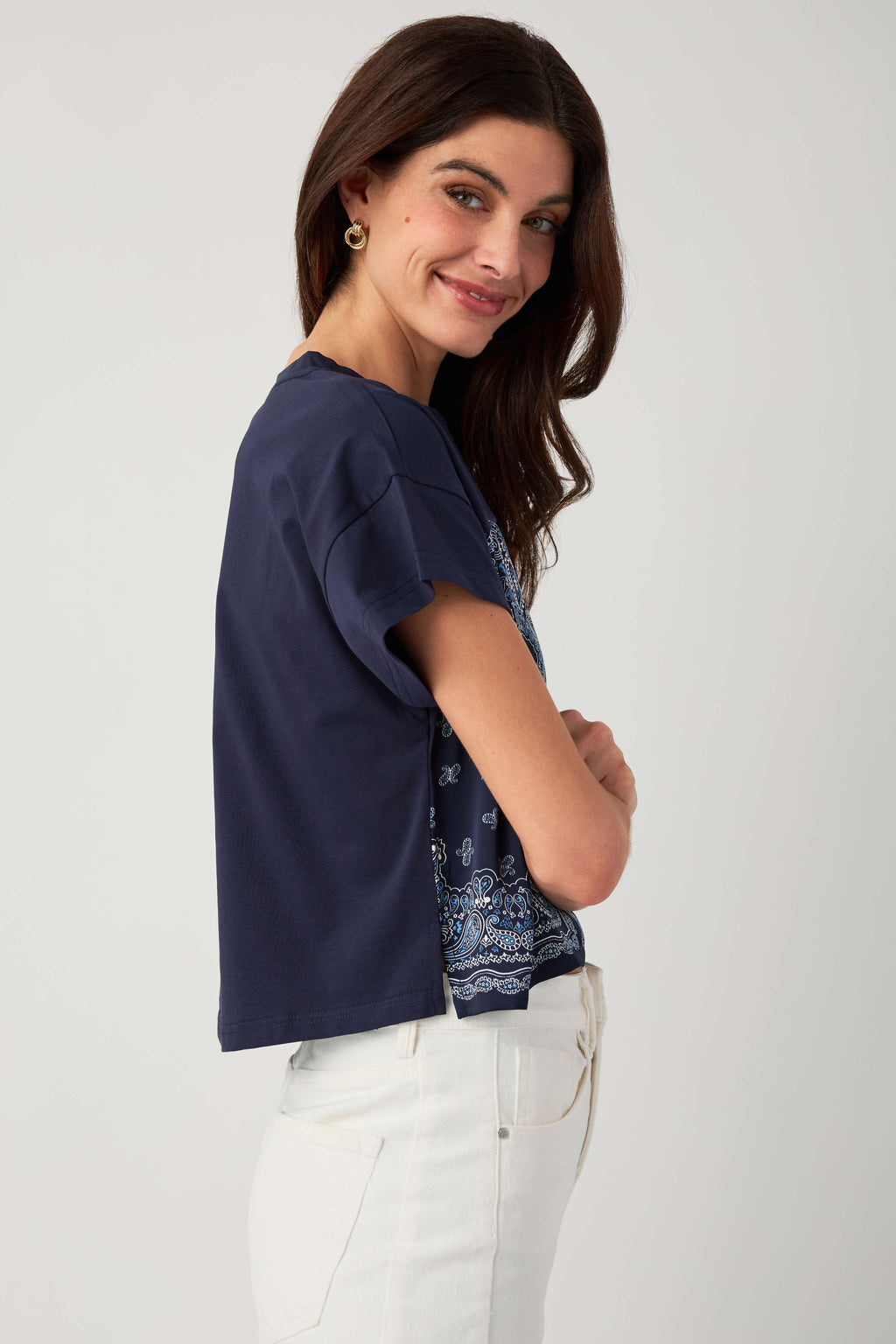 Skies Are Blue Bandana Print Top