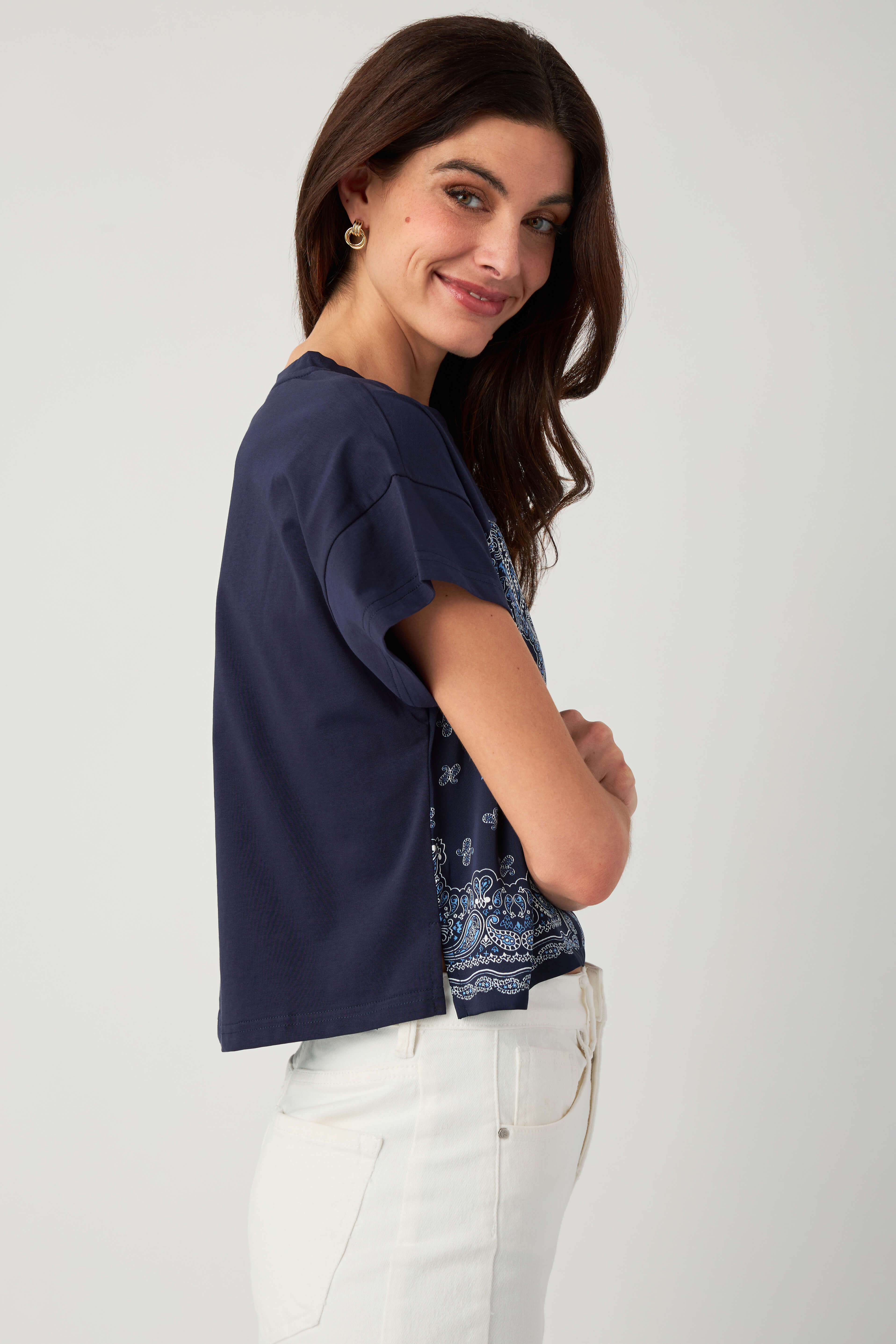 Skies Are Blue Bandana Print Top