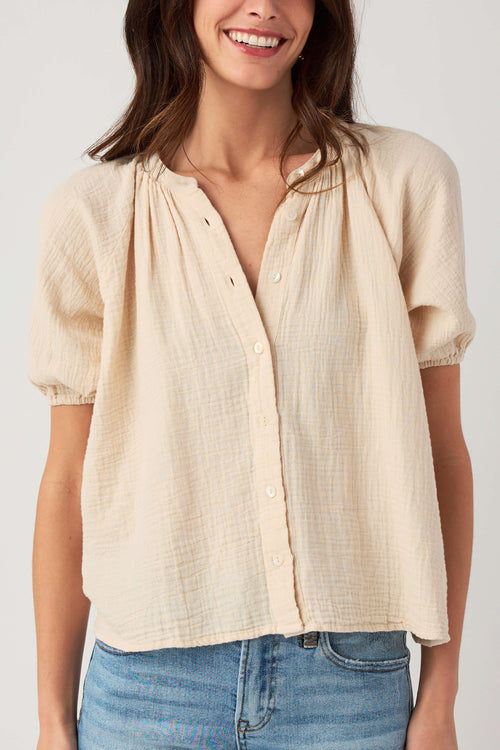 Elan Gauze Button Up Top