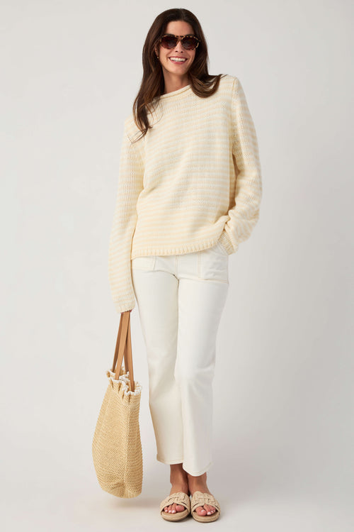 Creamon Rollneck Stripe Knit Sweater