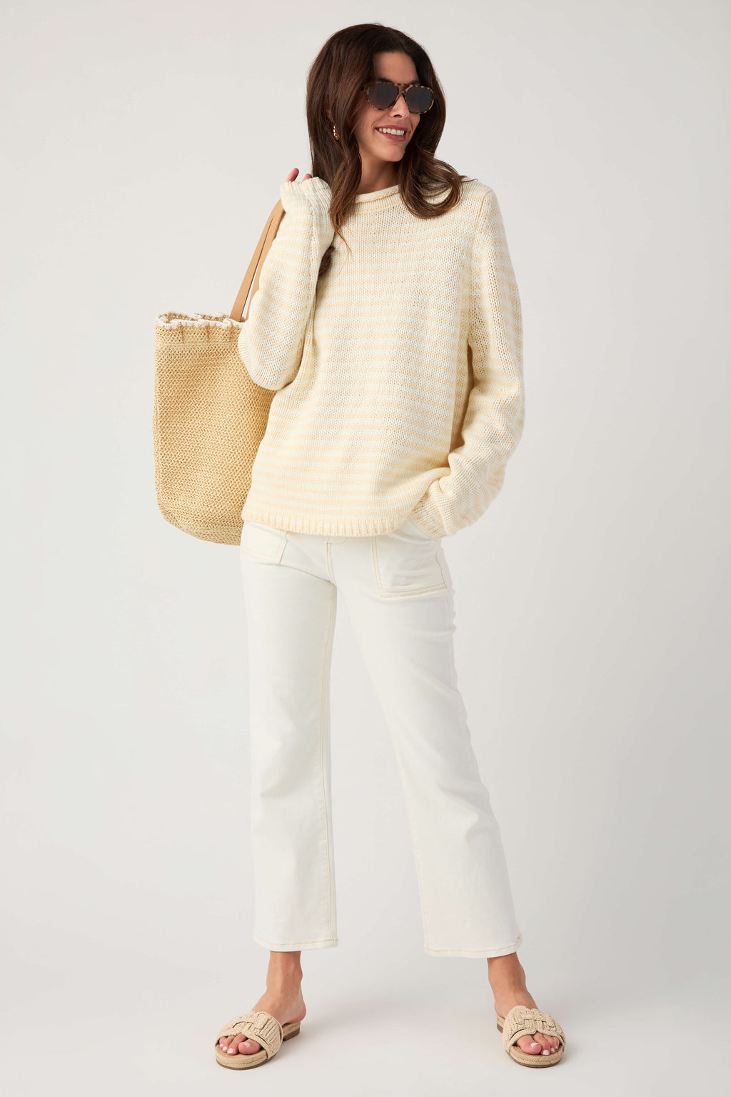 Creamon Rollneck Stripe Knit Sweater