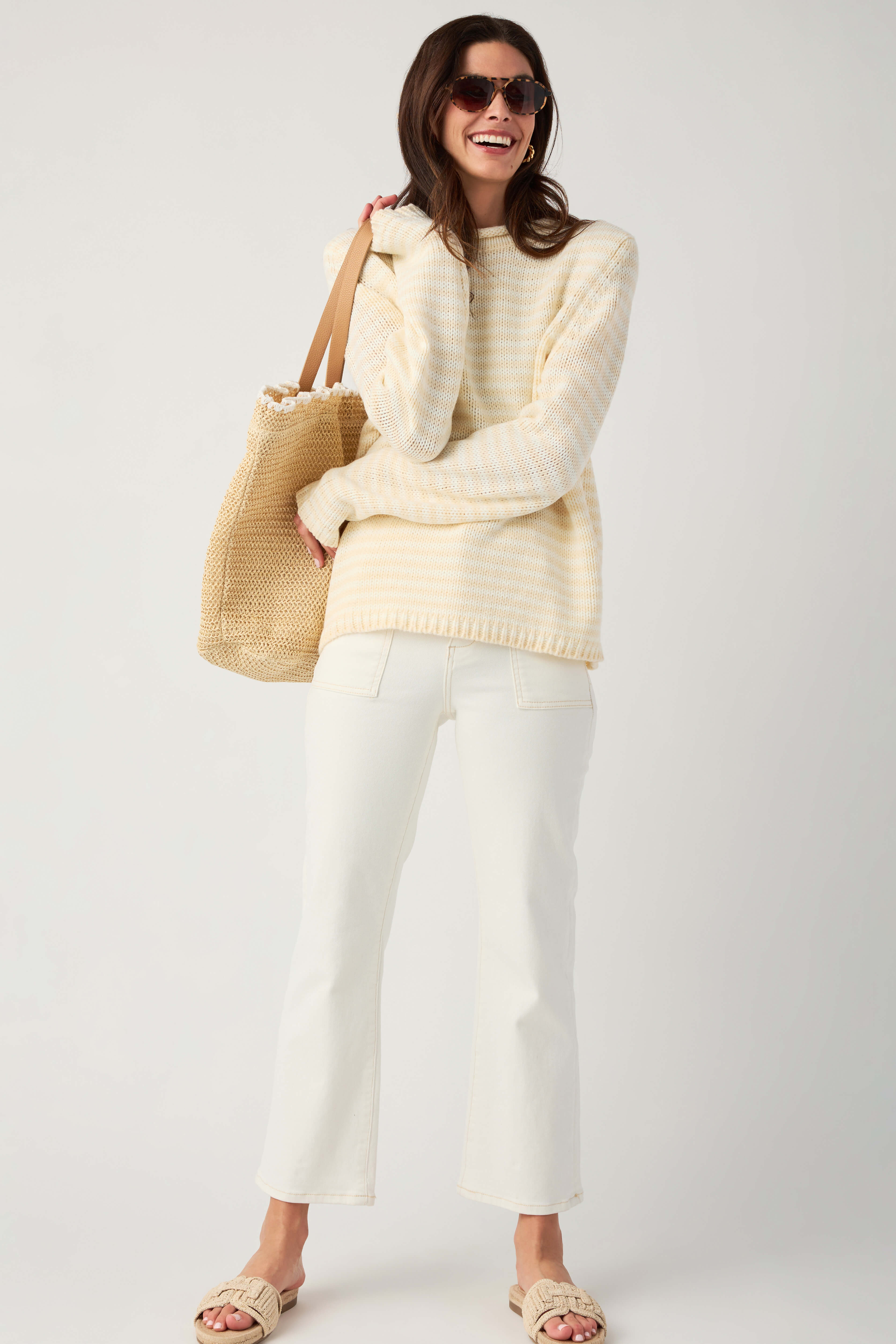 Creamon Rollneck Stripe Knit Sweater