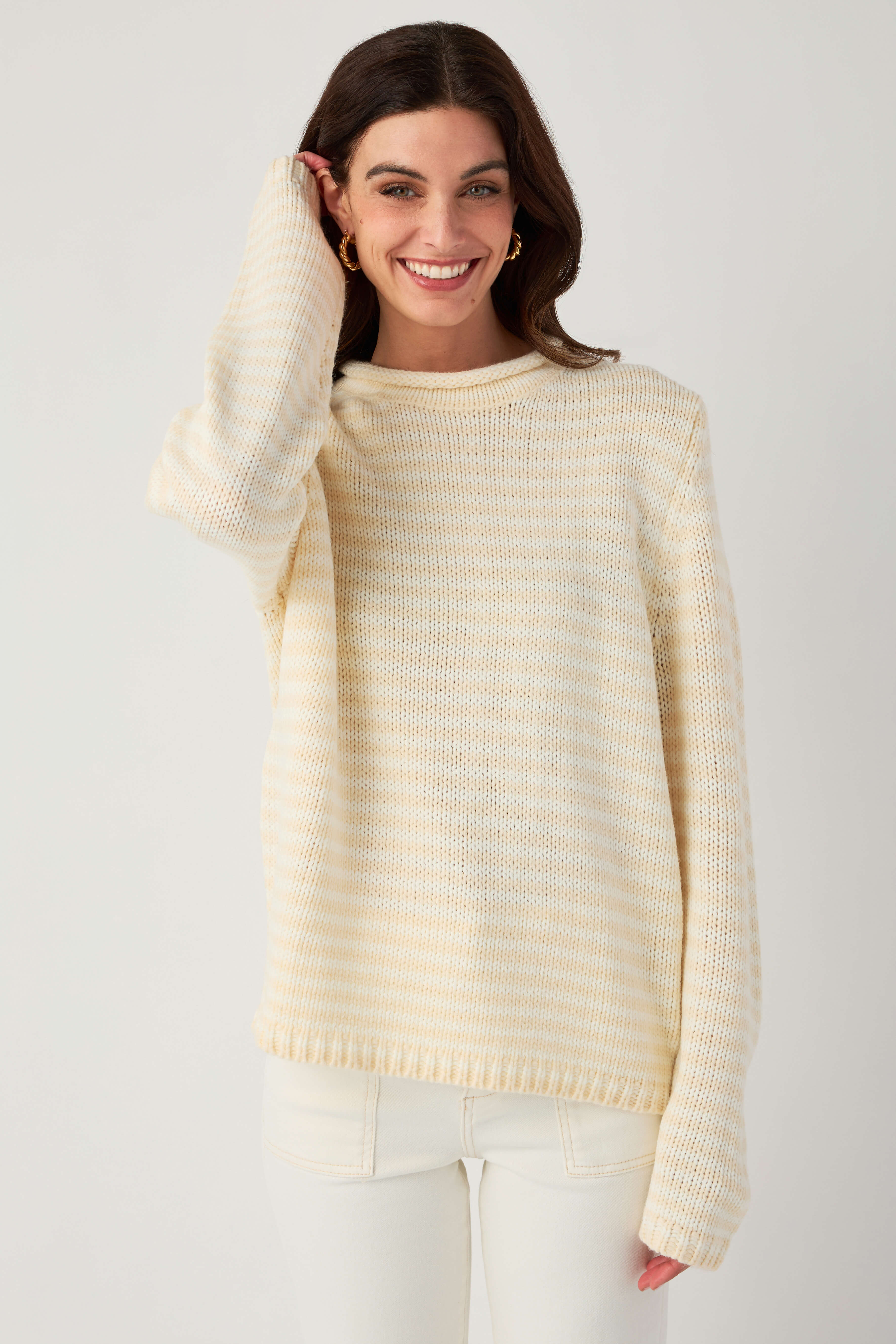 Creamon Rollneck Stripe Knit Sweater