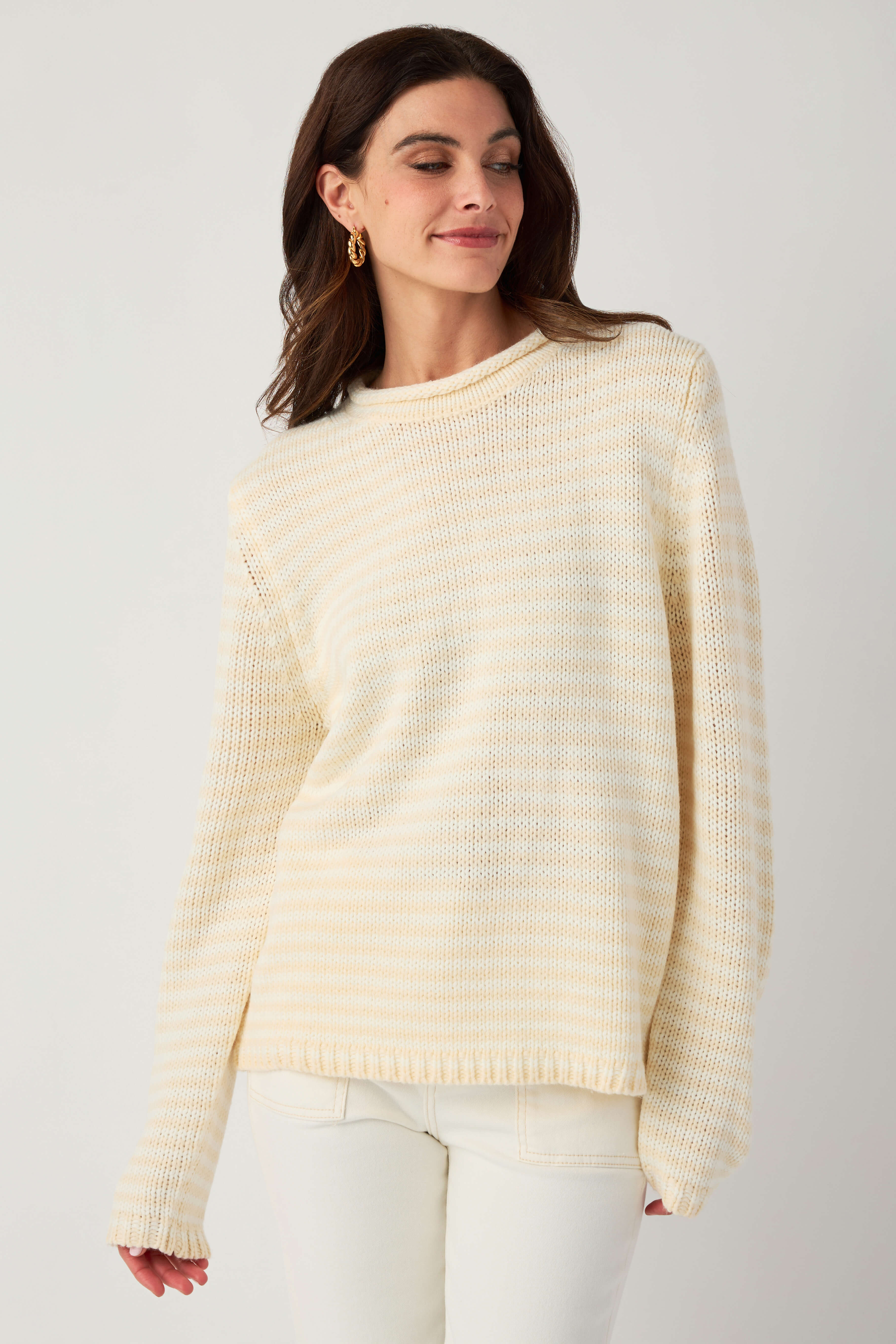 Creamon Rollneck Stripe Knit Sweater