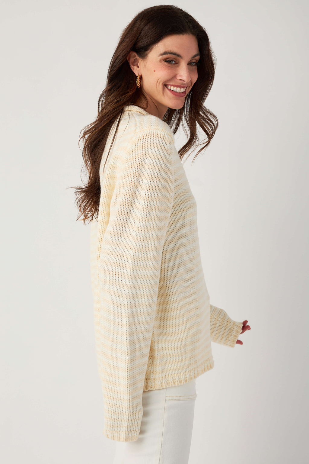 Creamon Rollneck Stripe Knit Sweater