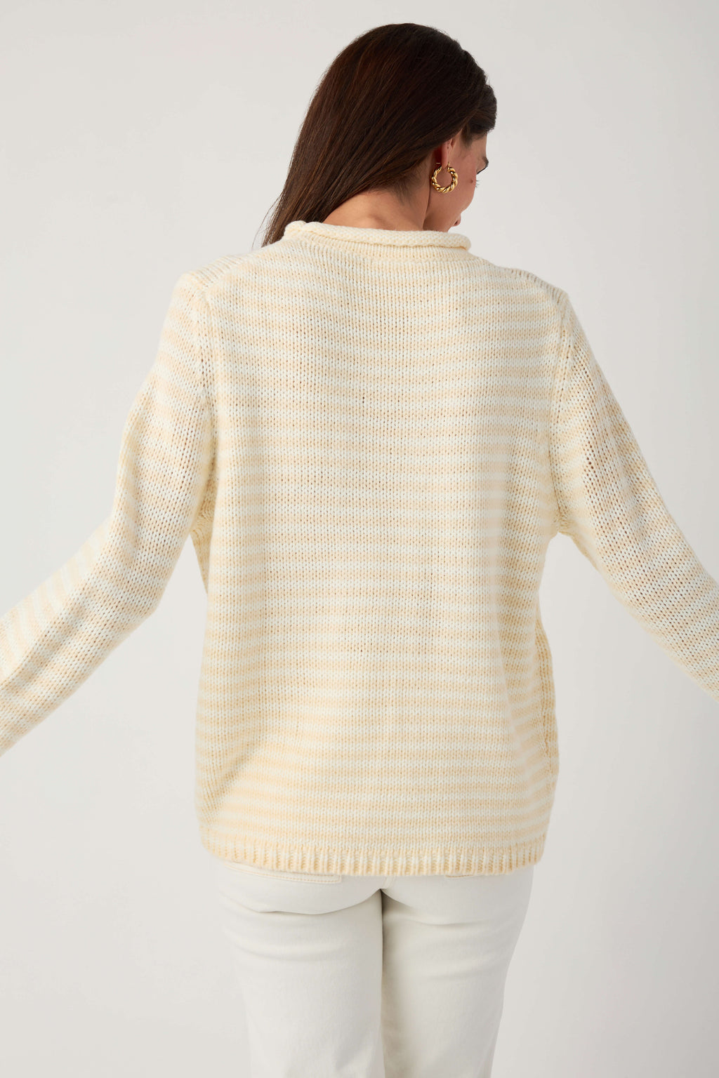 Creamon Rollneck Stripe Knit Sweater