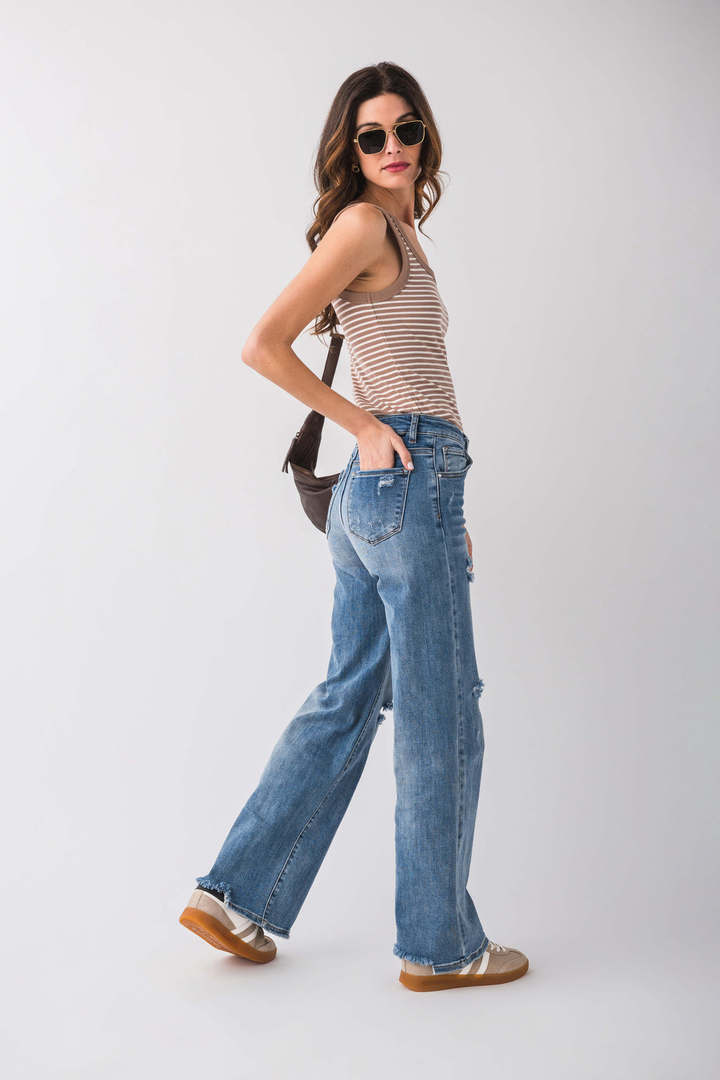 Risen Lexi High Rise Vintage Washed Wide Leg Jeans