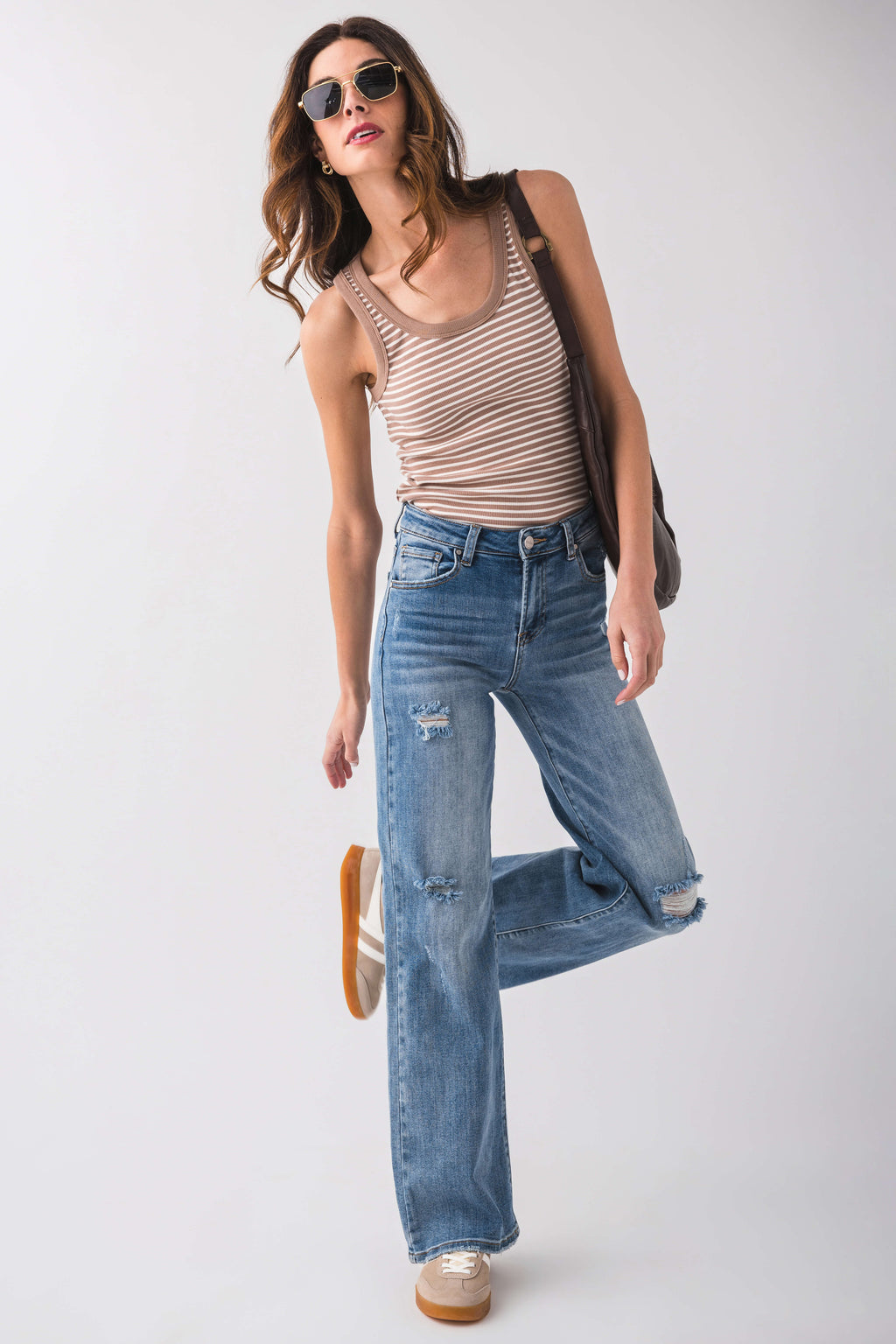 Risen Lexi High Rise Vintage Washed Wide Leg Jeans