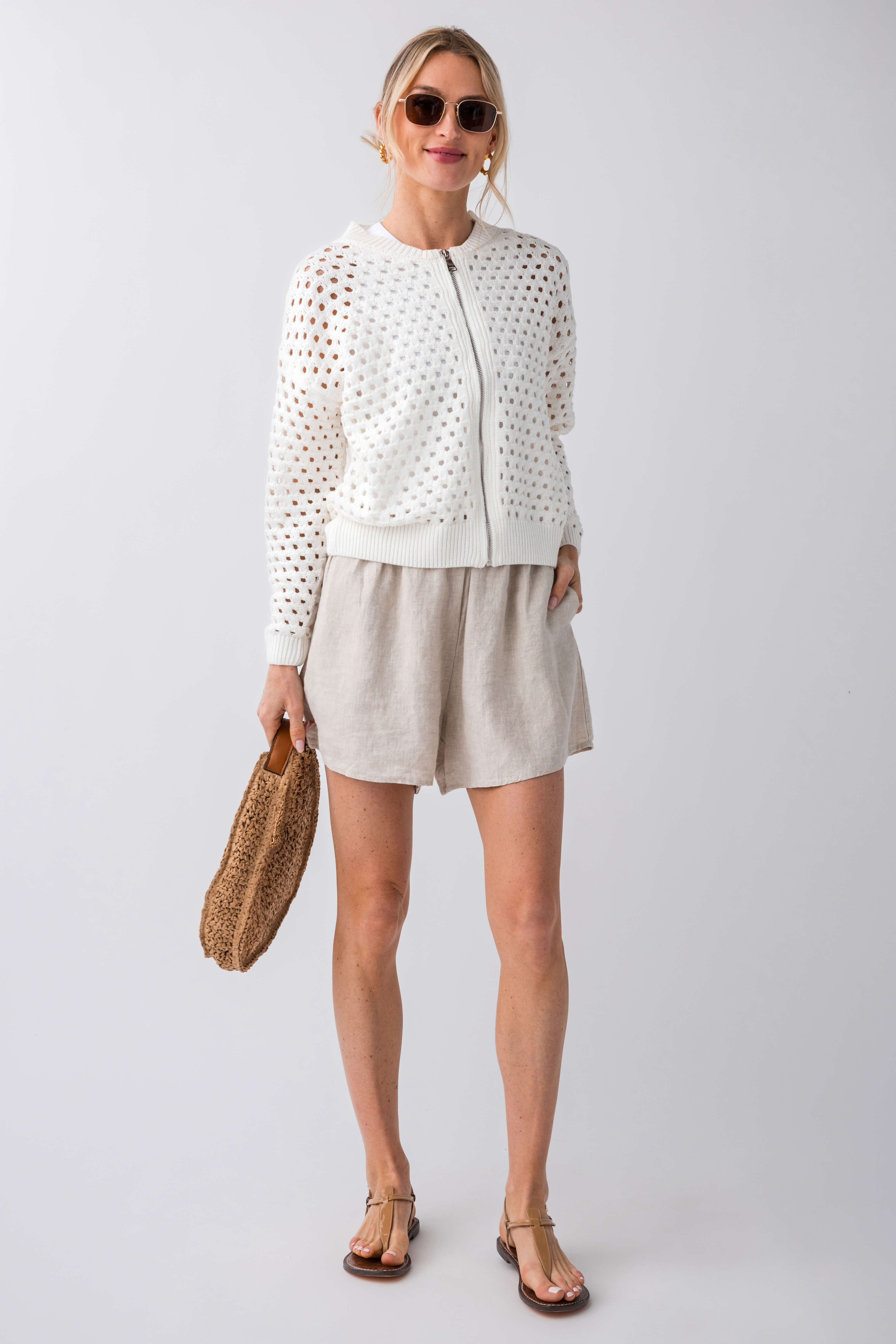 Elan Crochet Zip Up Cardigan – Social Threads Elan Crochet Zip Up Cardigan – Social Threads