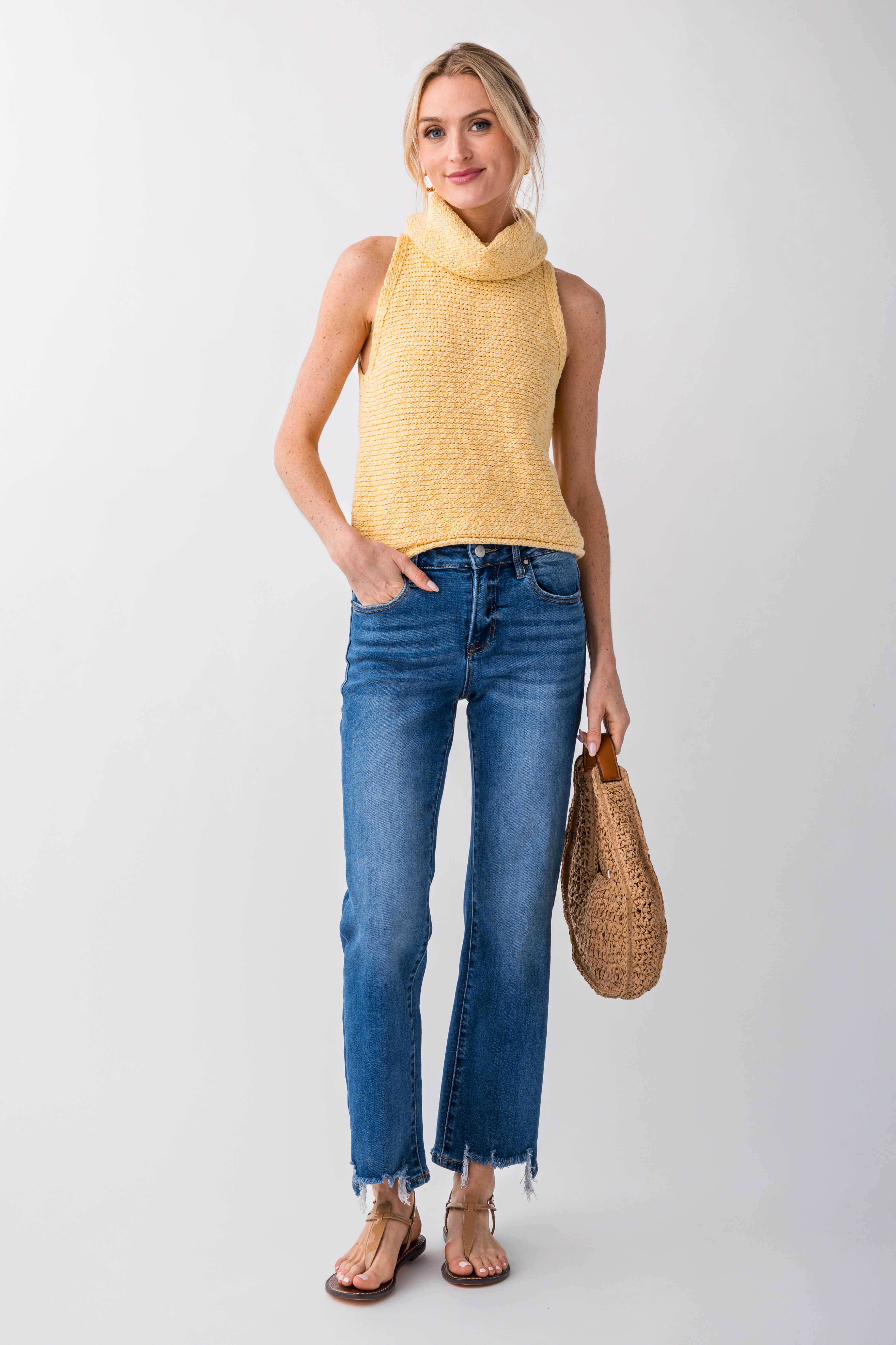 Risen High Rise Step Hem Jeans