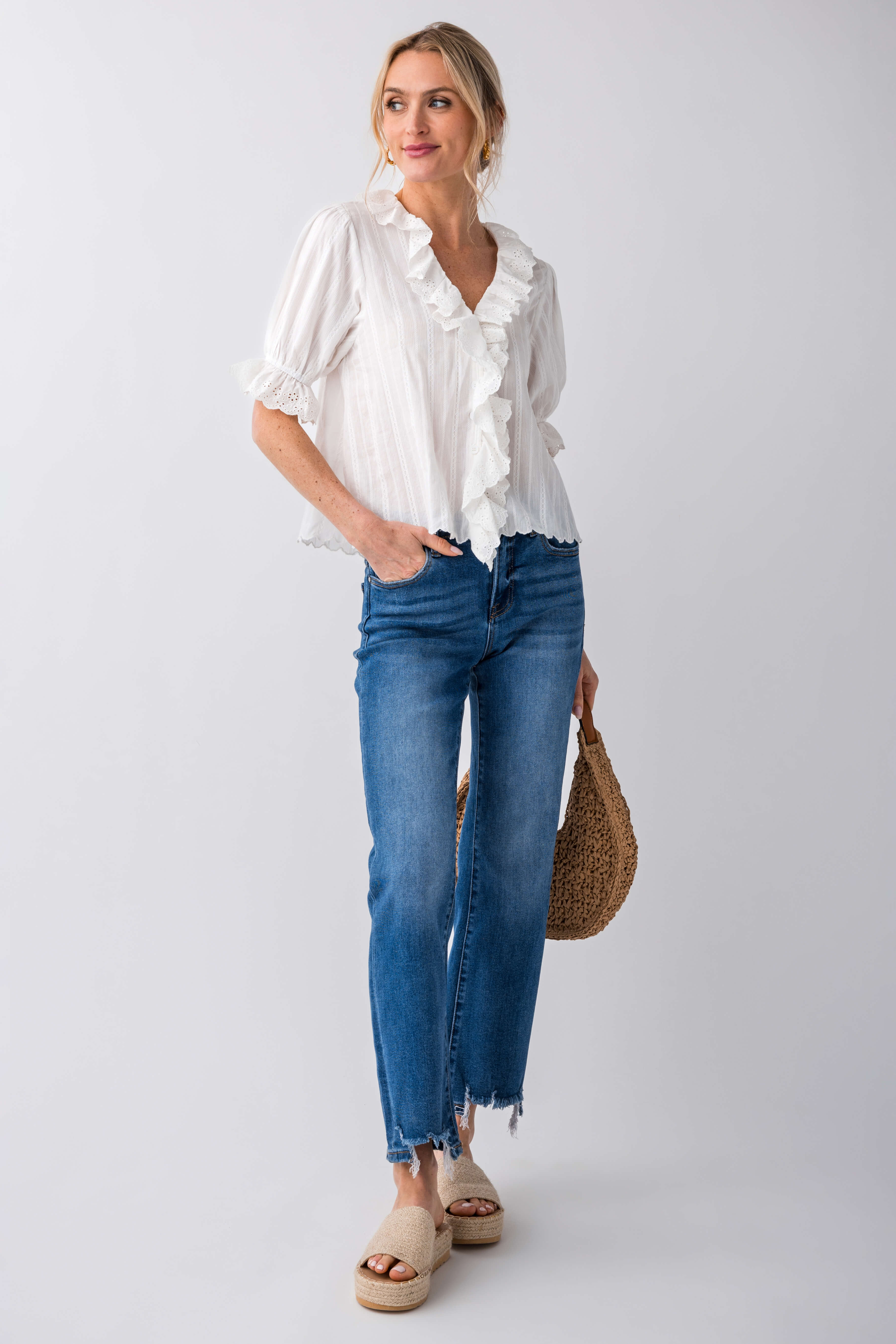 Risen High Rise Step Hem Jeans