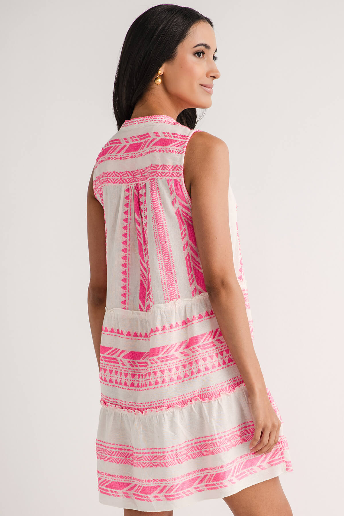 Elan Embroidered Tiered Dress
