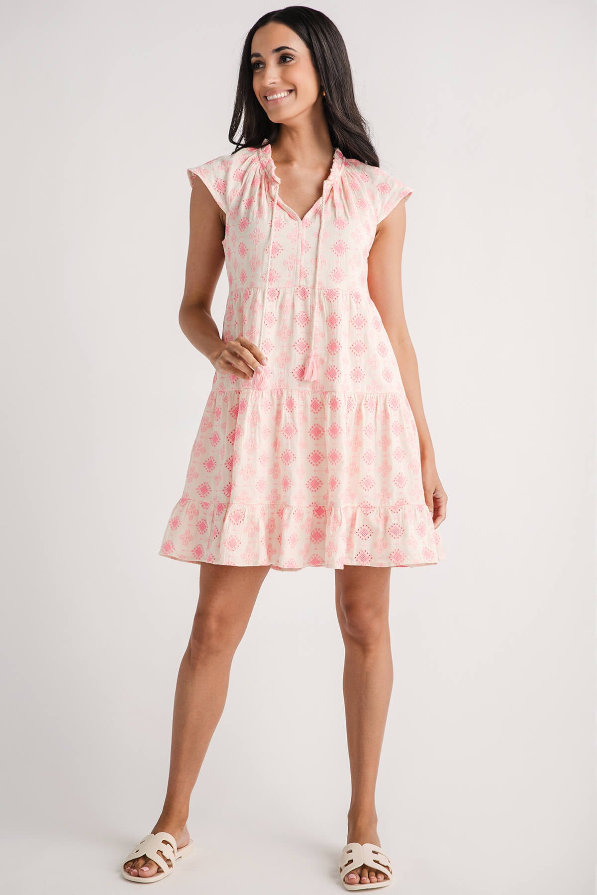 Lovestitch Embroidered Tiered Mini Dress