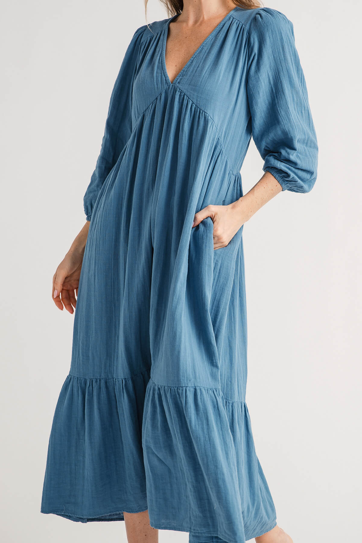 Elan Gauze Long Sleeve Maxi Dress