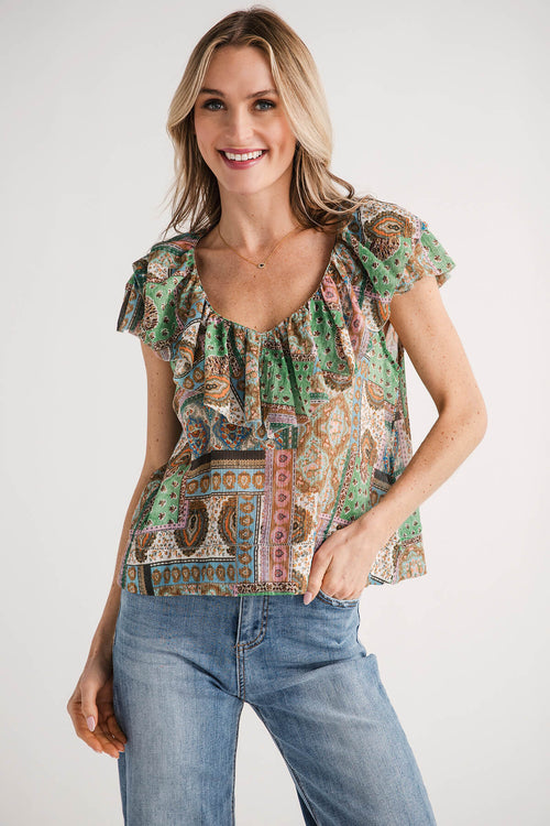 Olivaceous Anya Patchwork Top