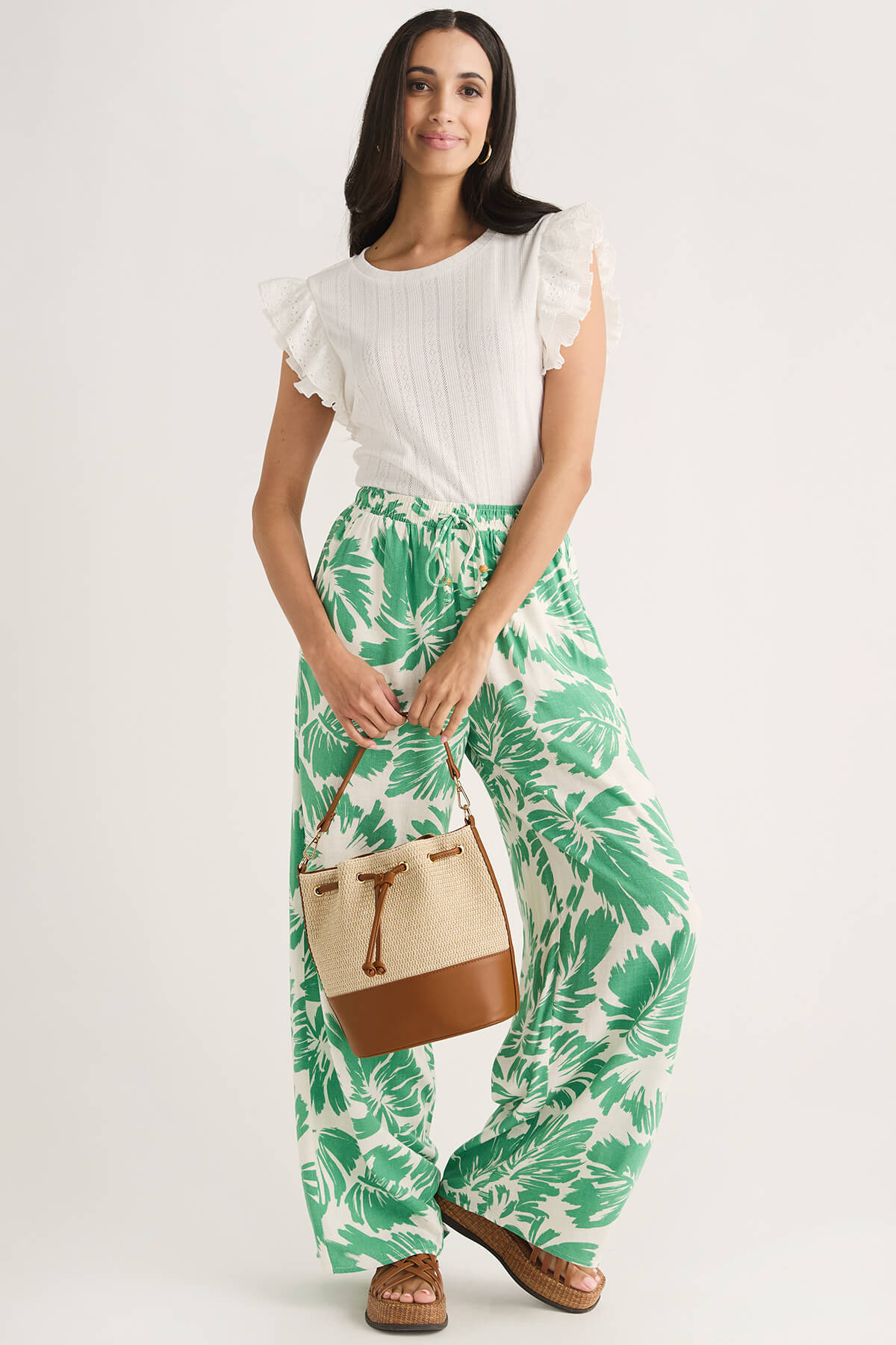 By Together Palm Print Drawstring Pants