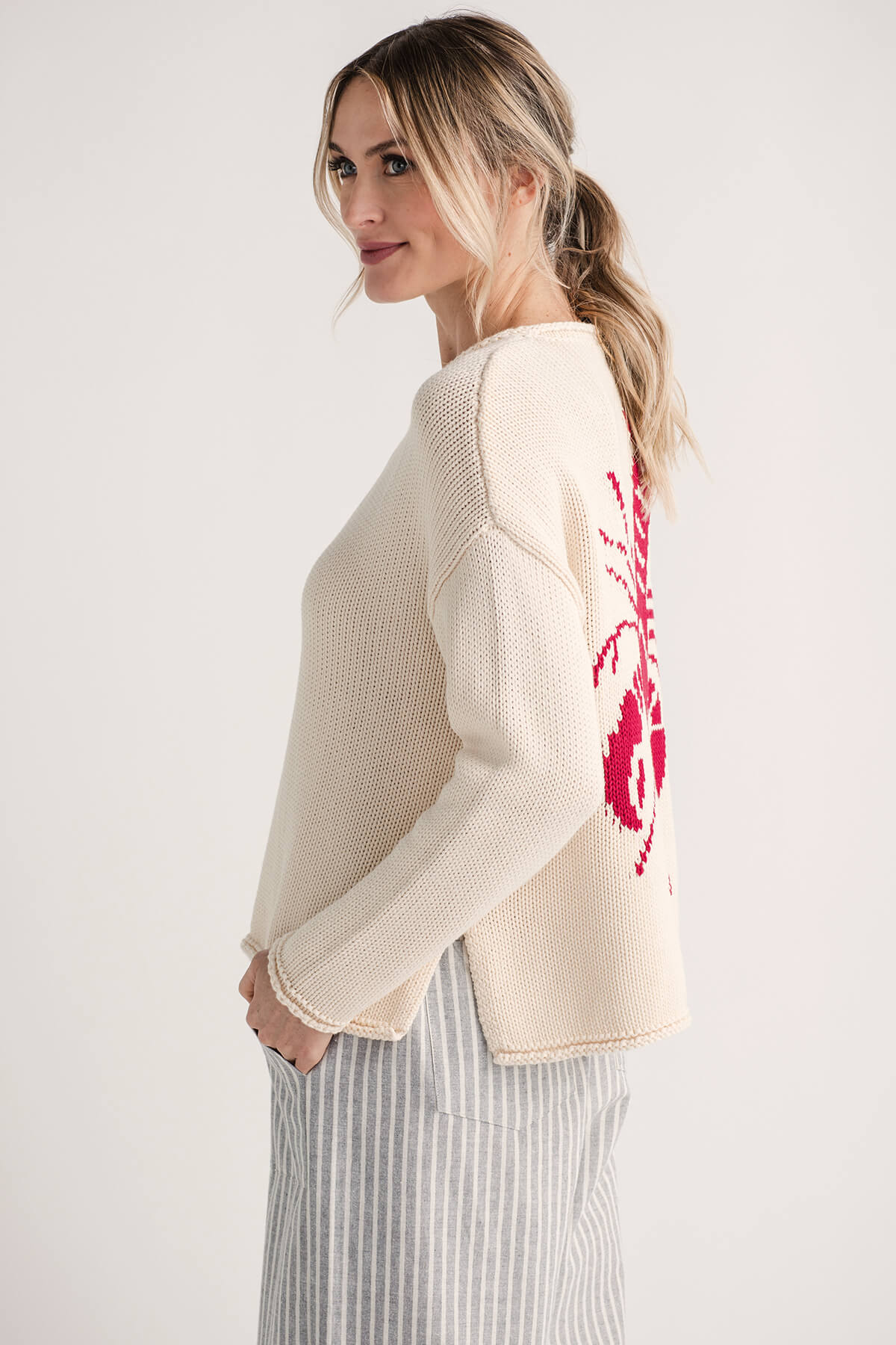 Pink Pineapple Rollneck Lobster Boxy Sweater