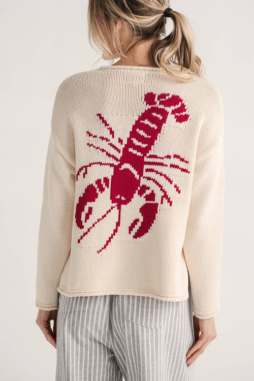 Pink Pineapple Rollneck Lobster Boxy Sweater