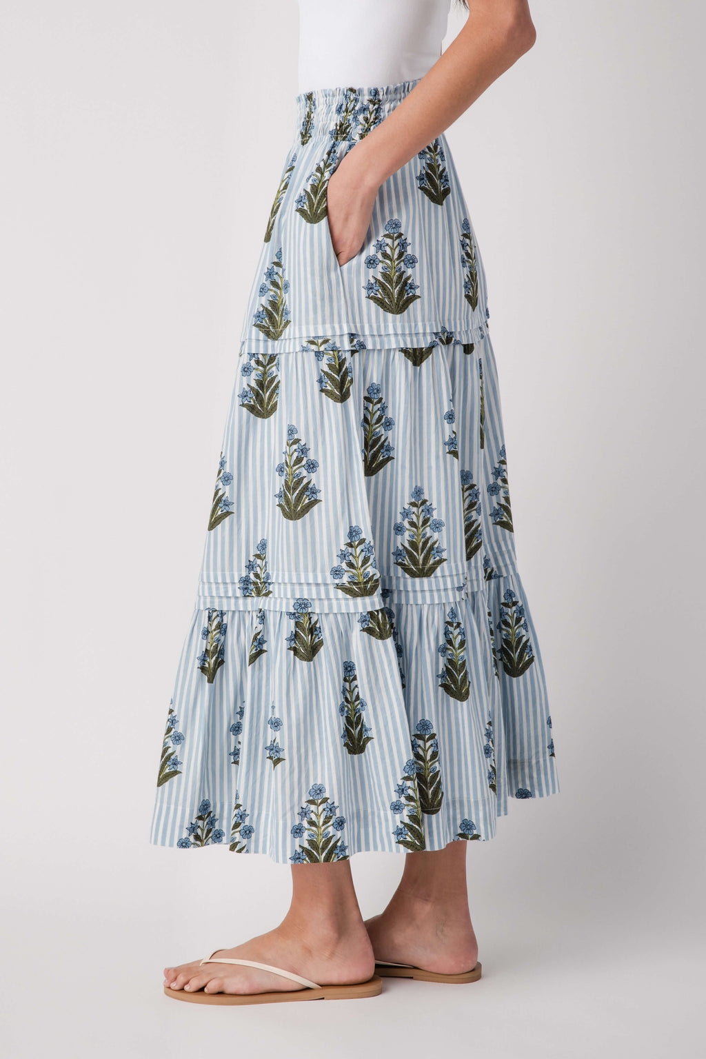 THML Striped Block Print Maxi Skirt