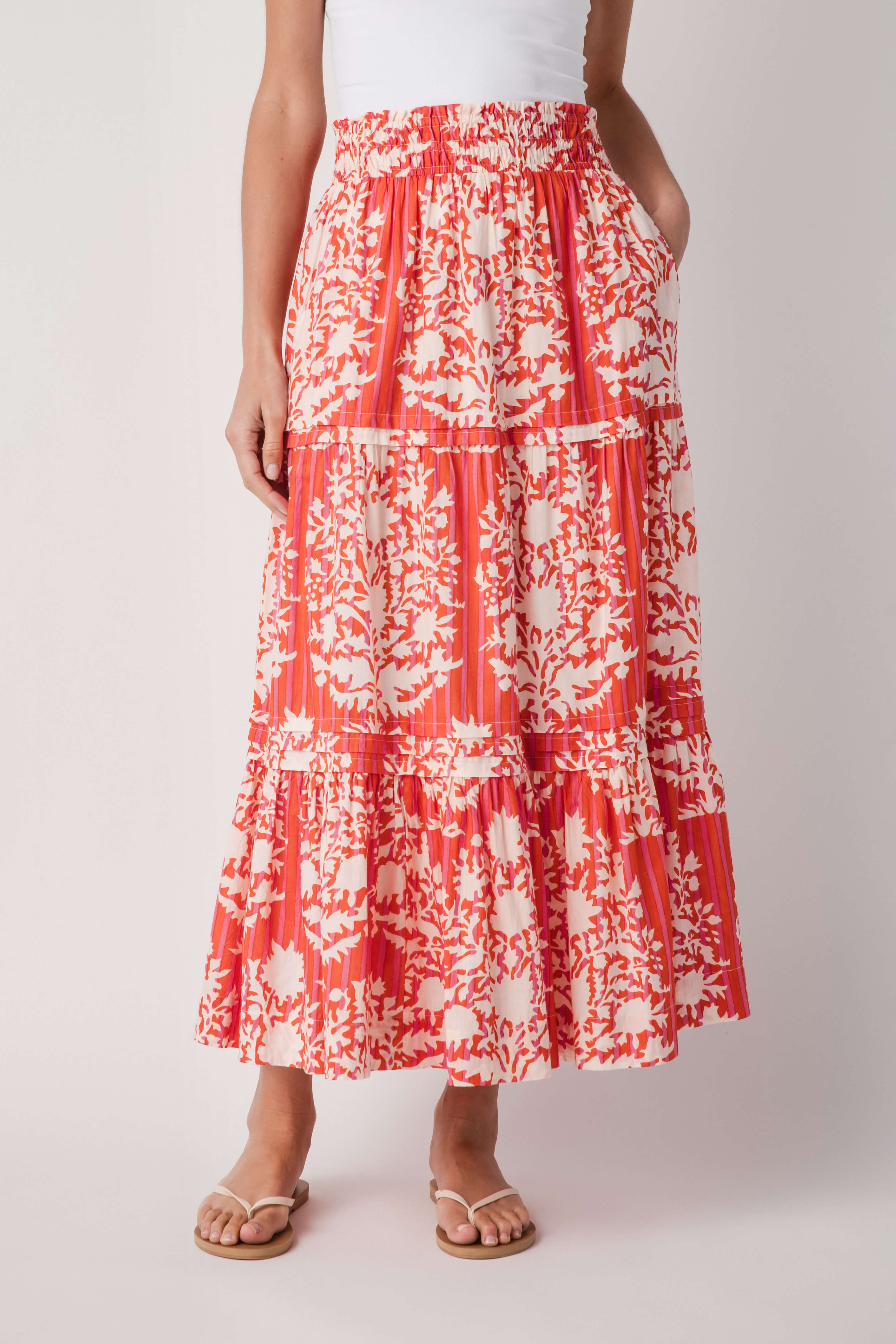 THML Striped Block Print Maxi Skirt