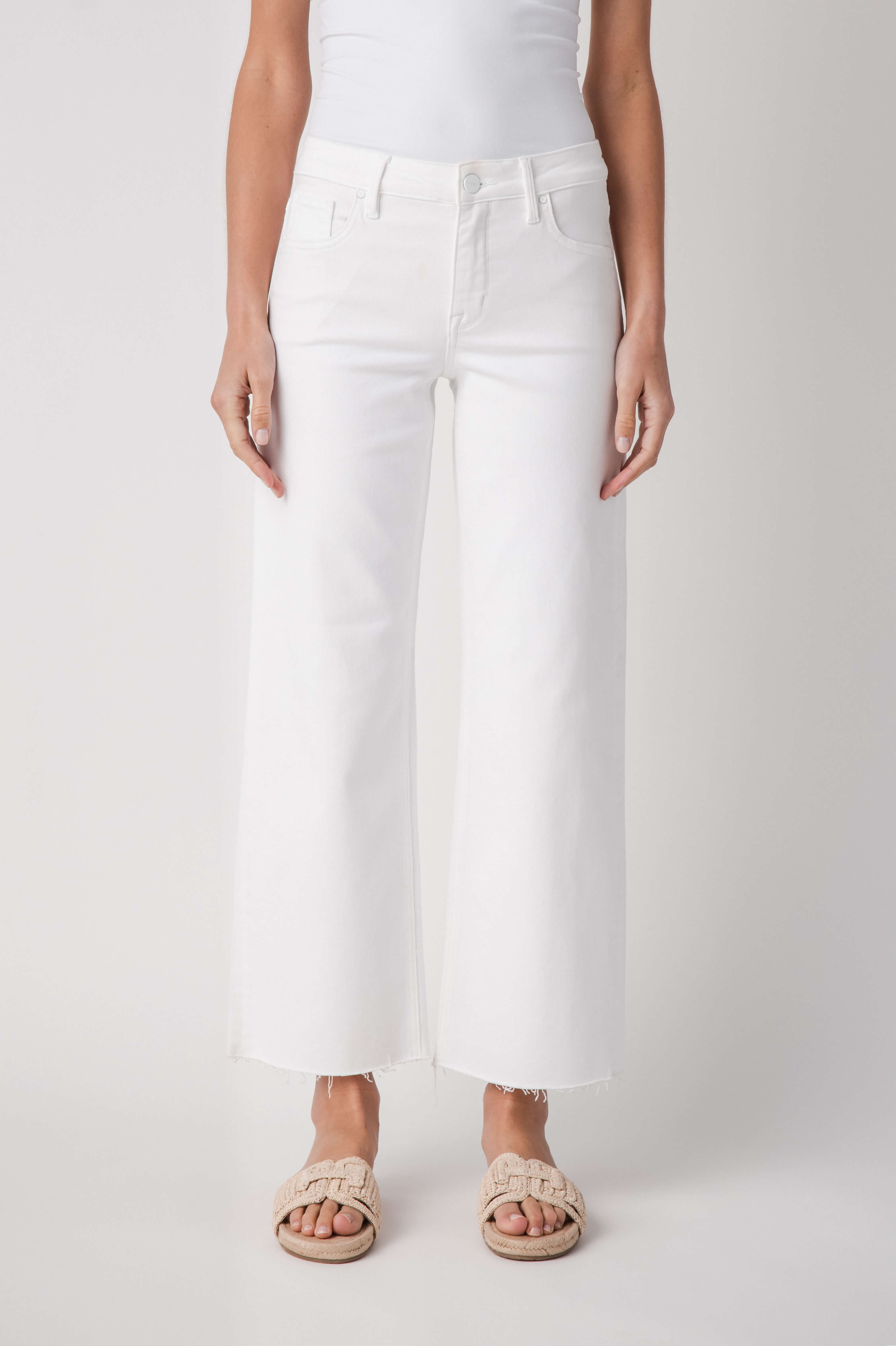 Risen Georgia Mid Rise Ankle Straight Raw Hem Jeans