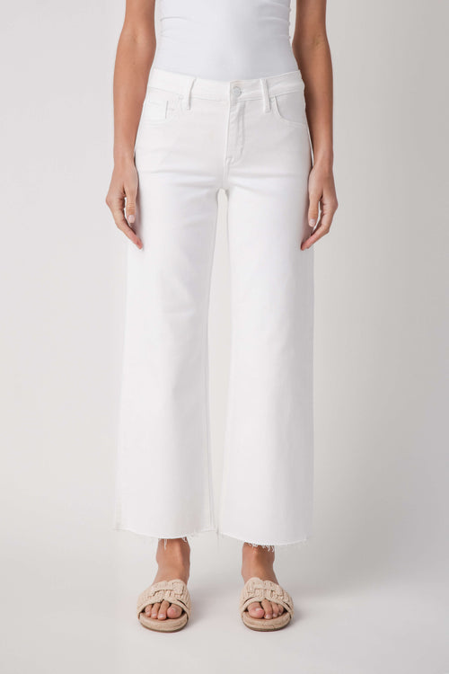 Risen Georgia Mid Rise Ankle Straight Raw Hem Jeans