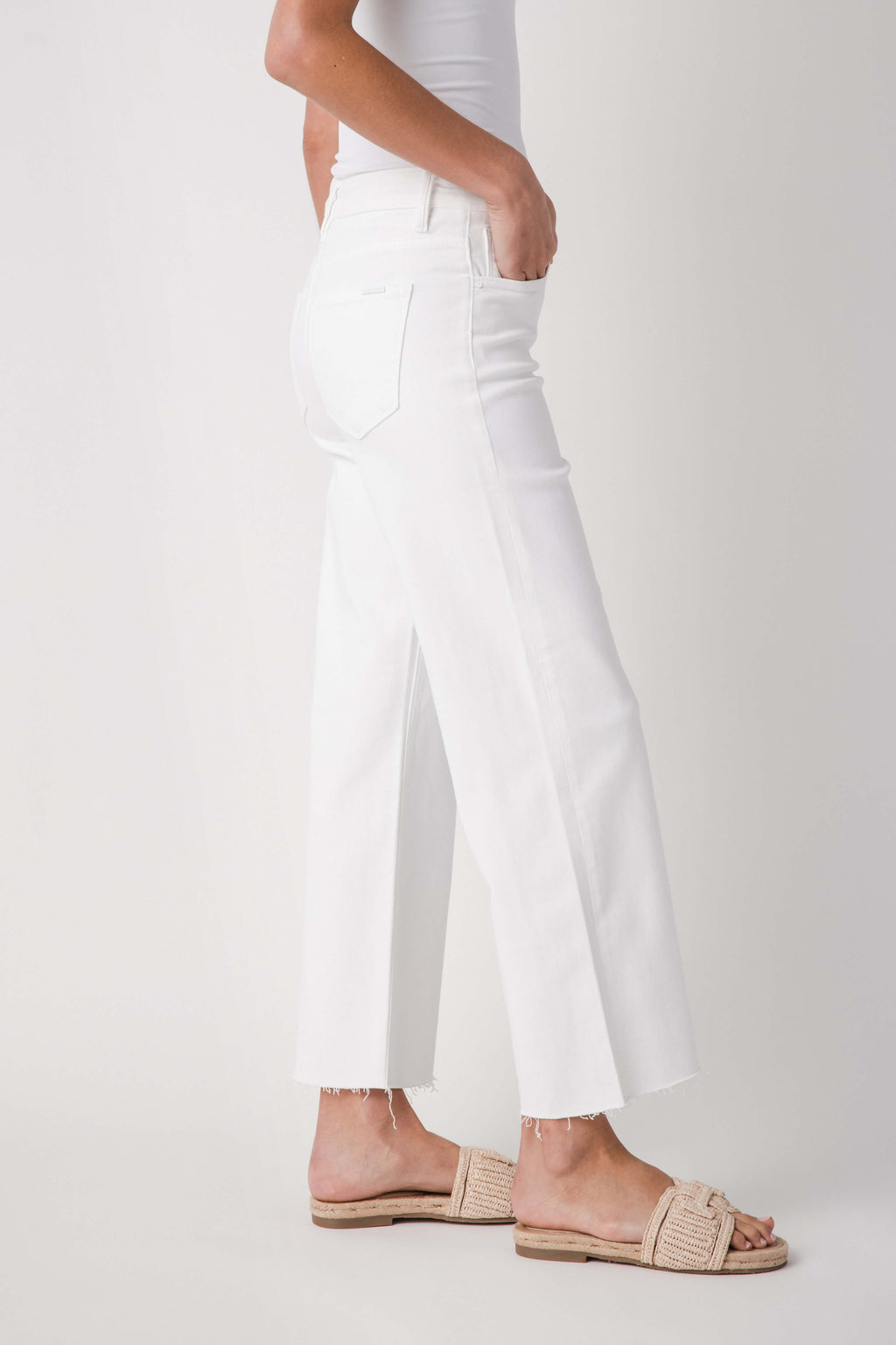 Risen Georgia Mid Rise Ankle Straight Raw Hem Jeans