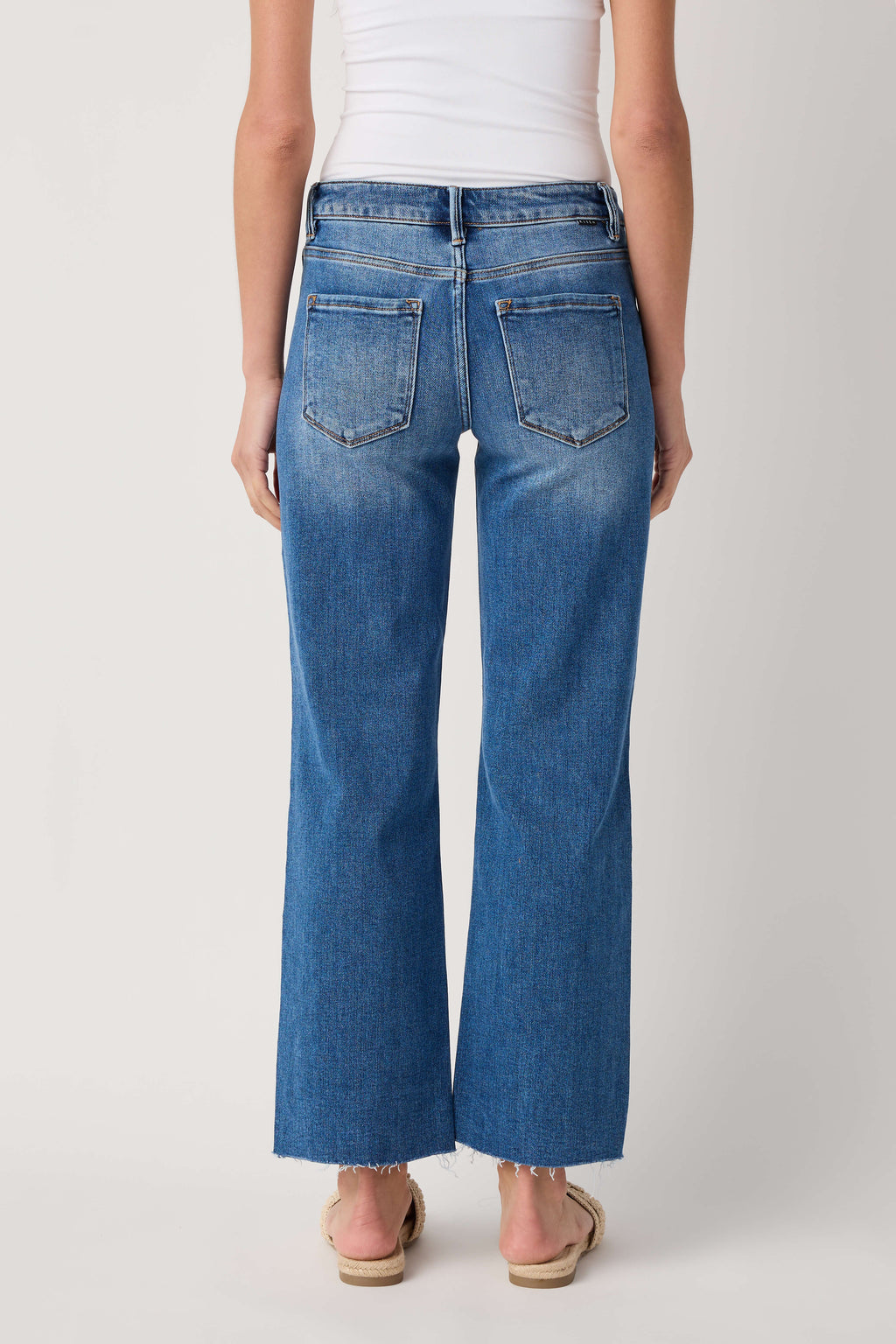Risen Chelsea Mid Rise Straight Raw Hem Jeans