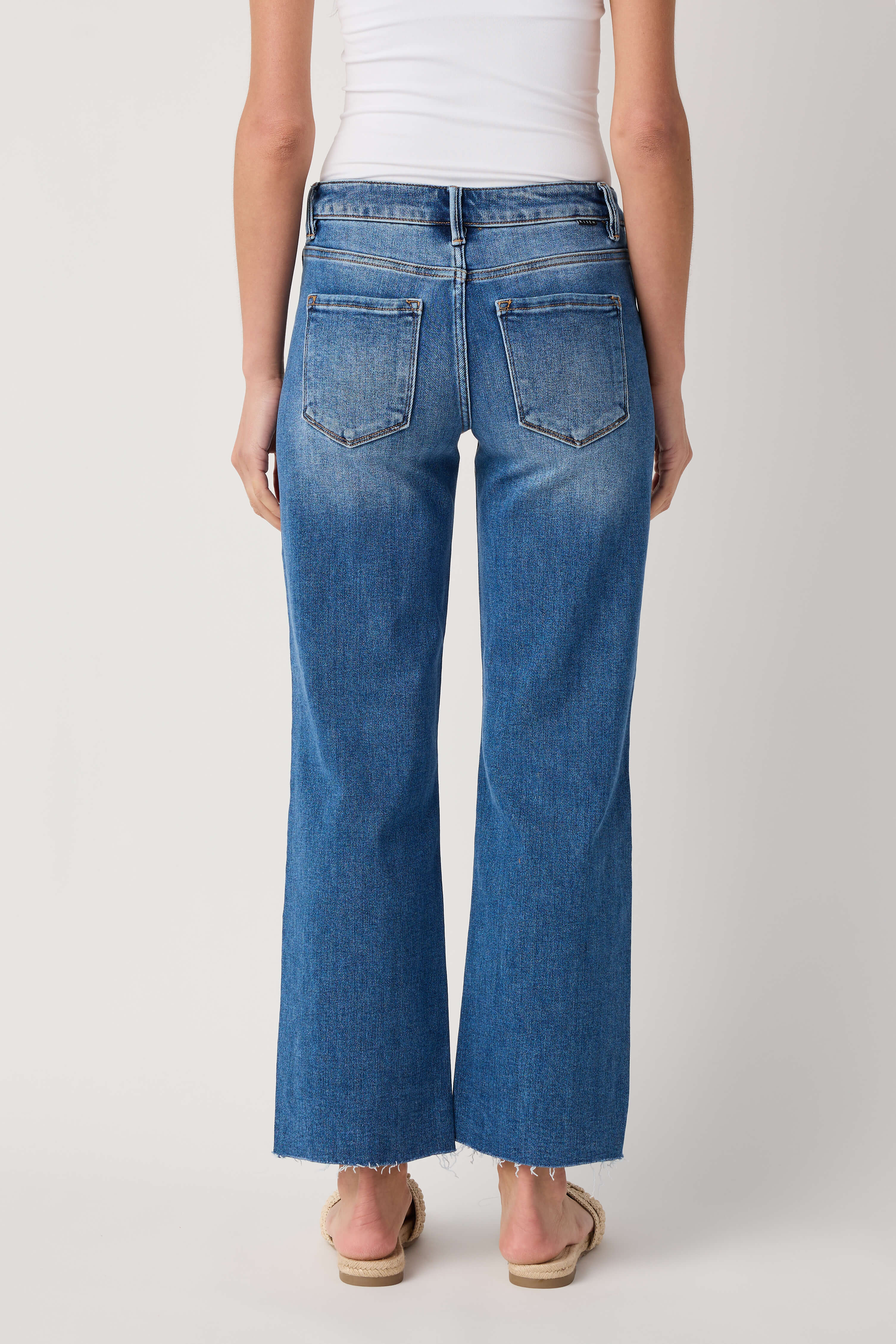 Risen Chelsea Mid Rise Straight Raw Hem Jeans