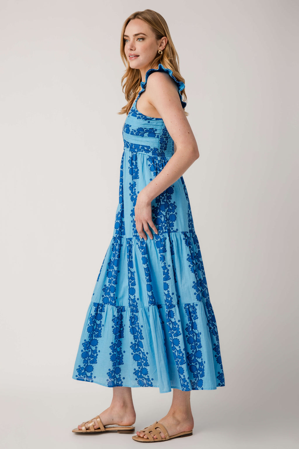 THML Vneck Tiered Maxi Dress