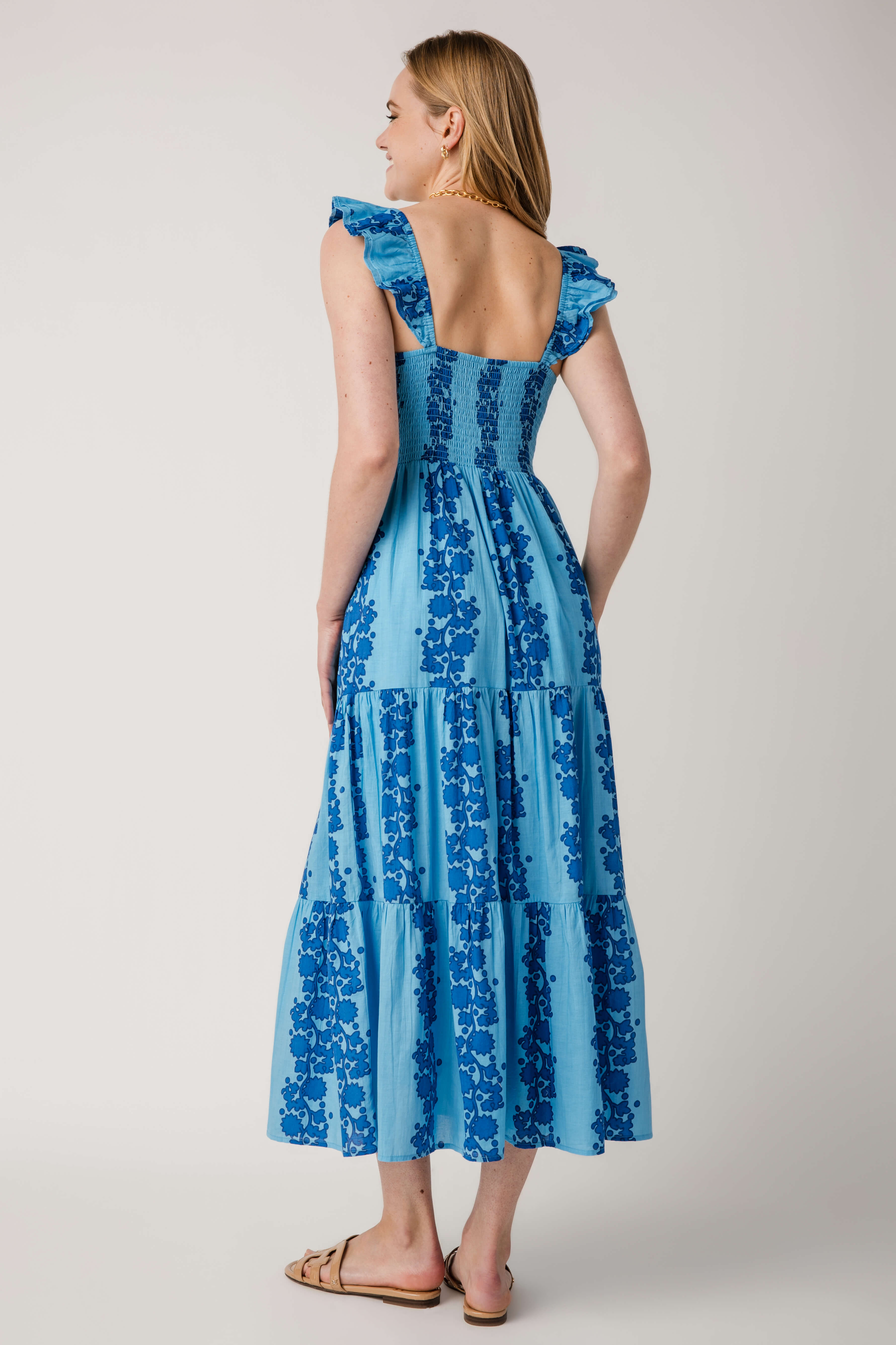 THML Vneck Tiered Maxi Dress