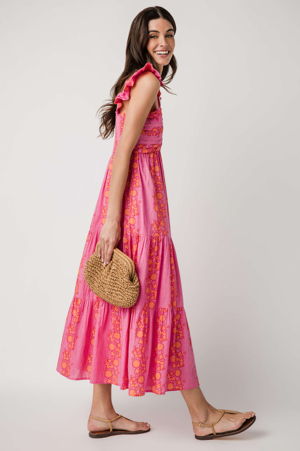 THML Vneck Tiered Maxi Dress