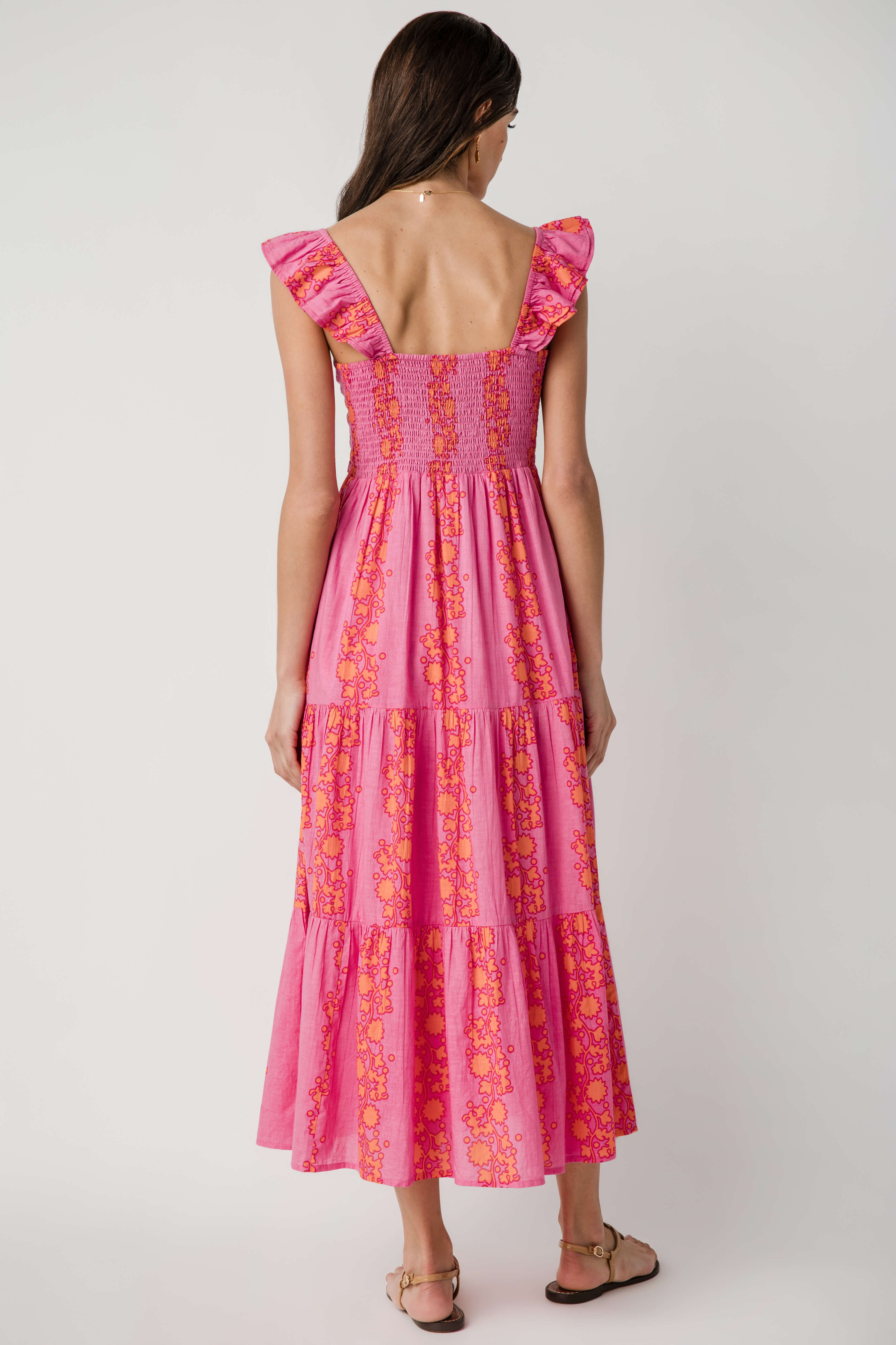 THML Vneck Tiered Maxi Dress
